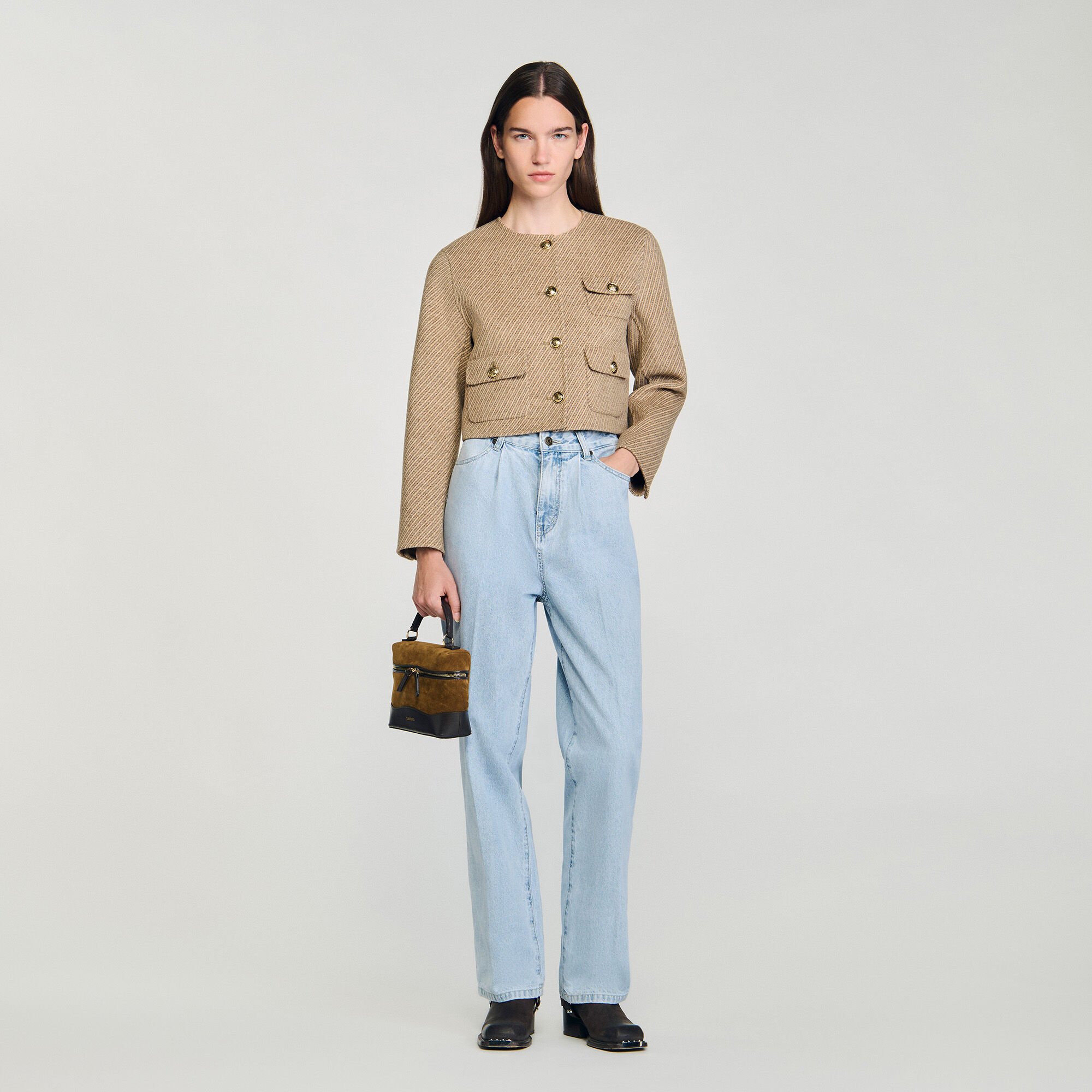 Cropped button-down jacket