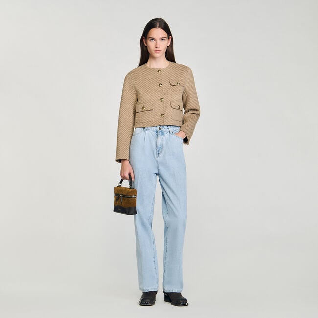 Cropped button-down jacket