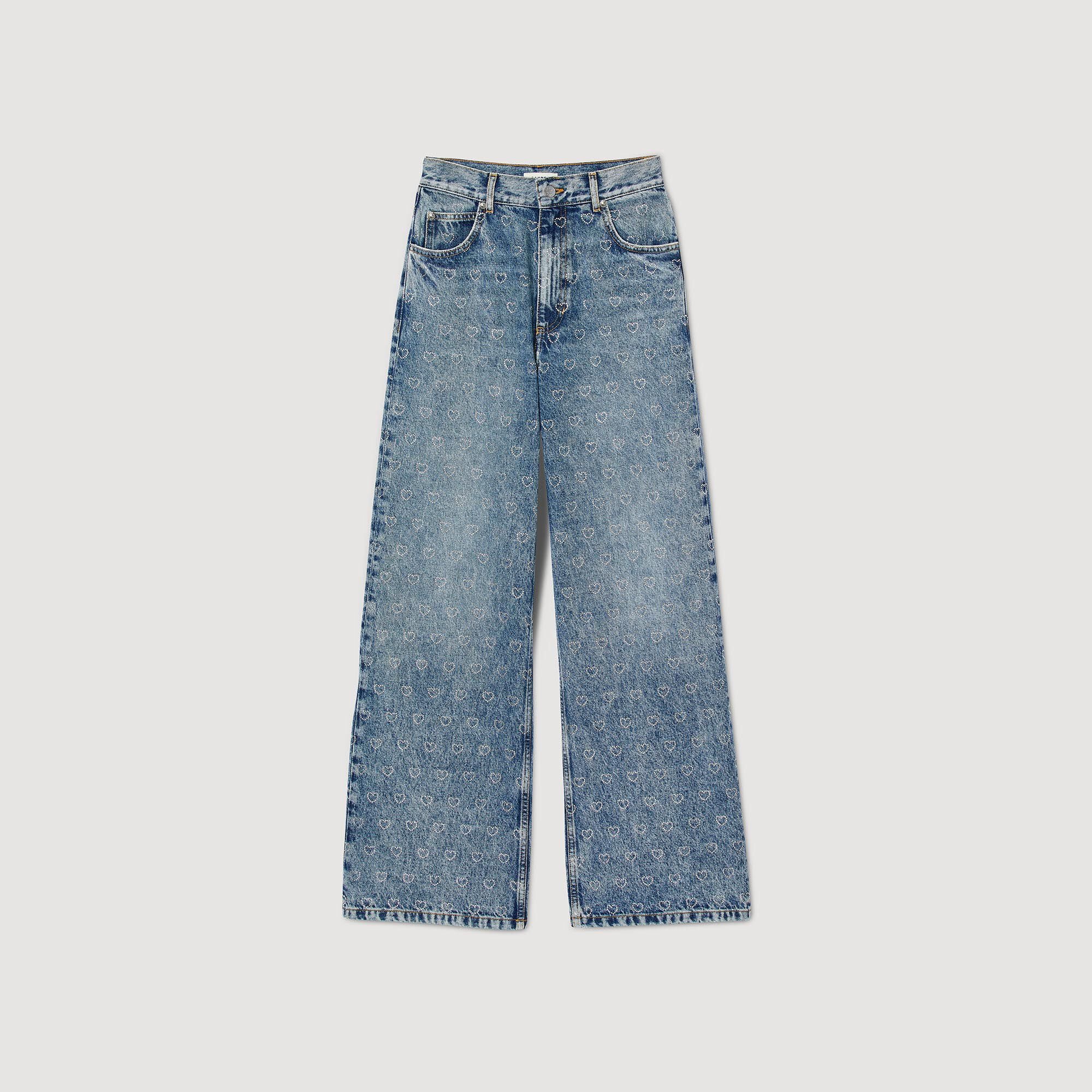 Wide-leg heart jeans