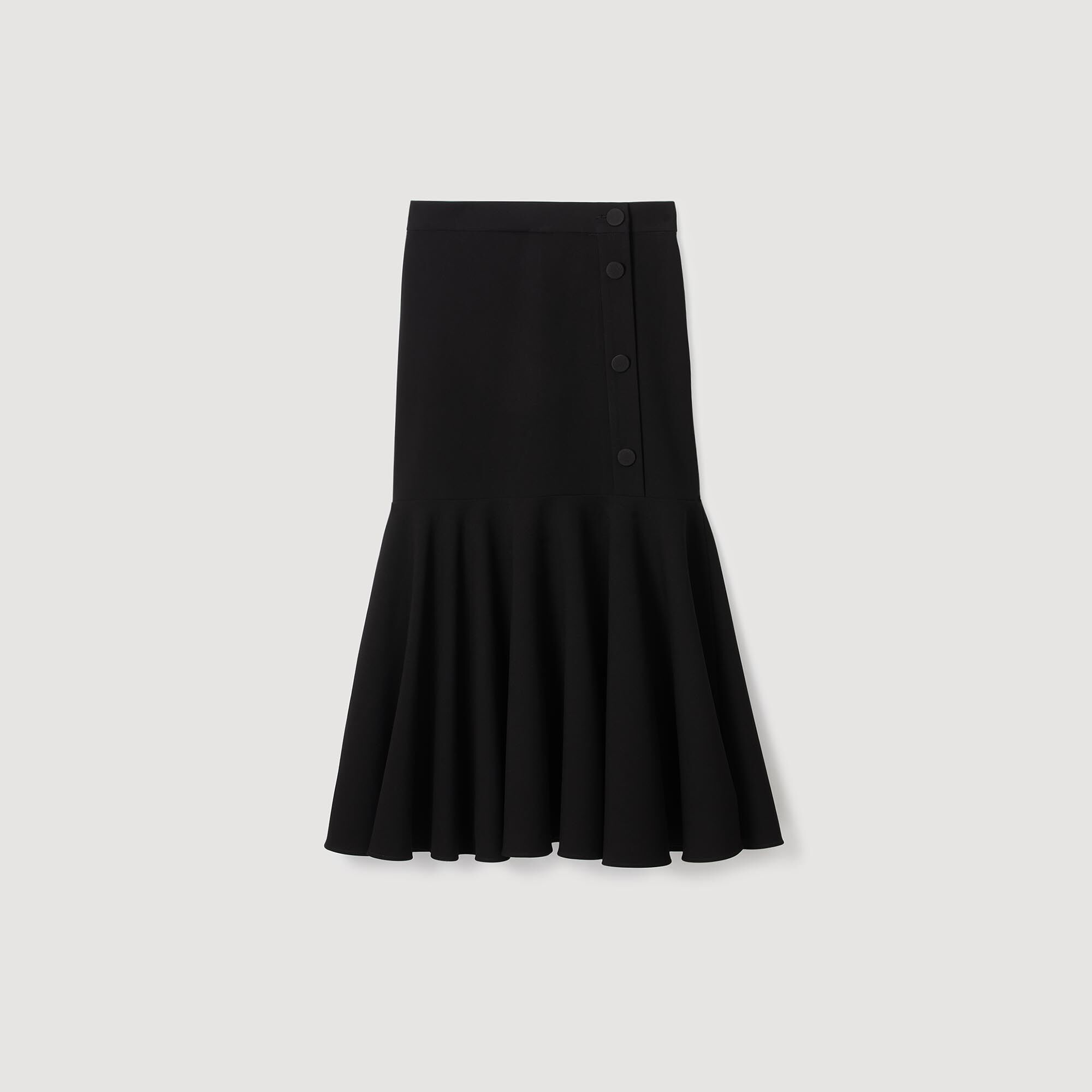 Sandro スカート Midi ruffled skirt black / gray For Women | Sandro Paris