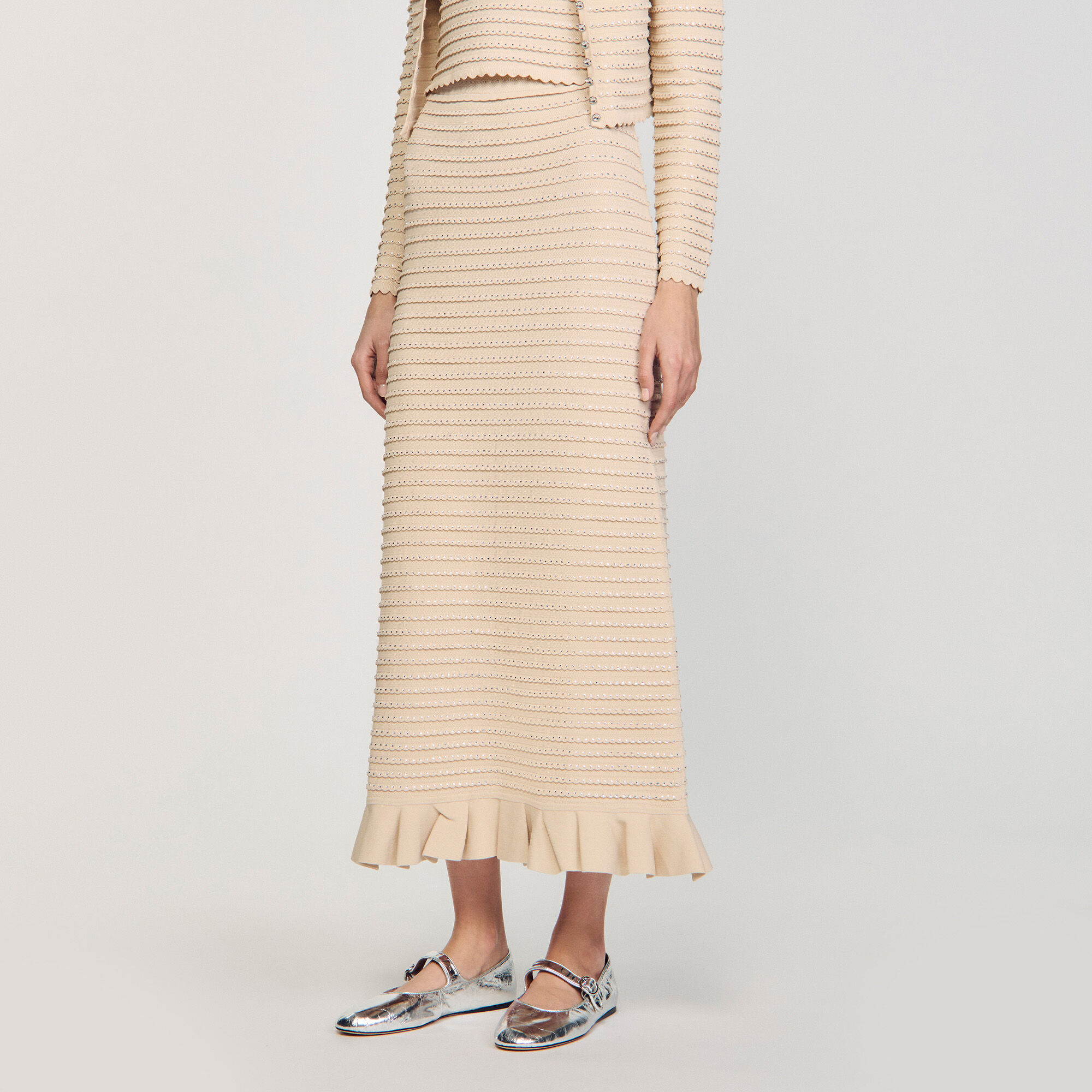 商品画像：Ziah Sheer Knit Skirt in Black | FWRD 1