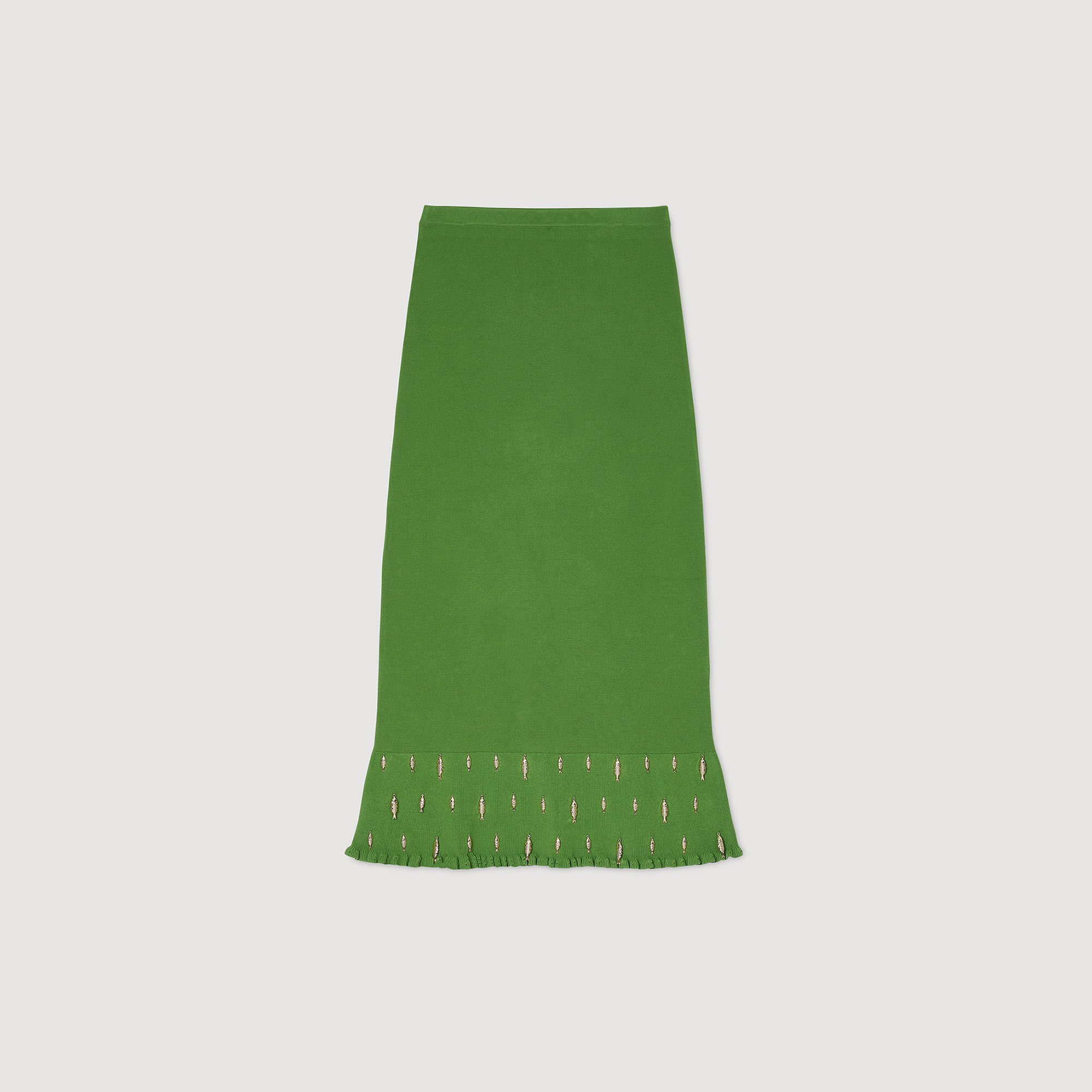 Maxi knit skirt with charms