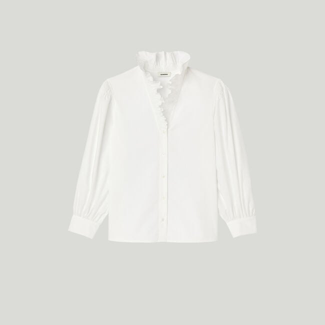 Cotton shirt with fancy collar