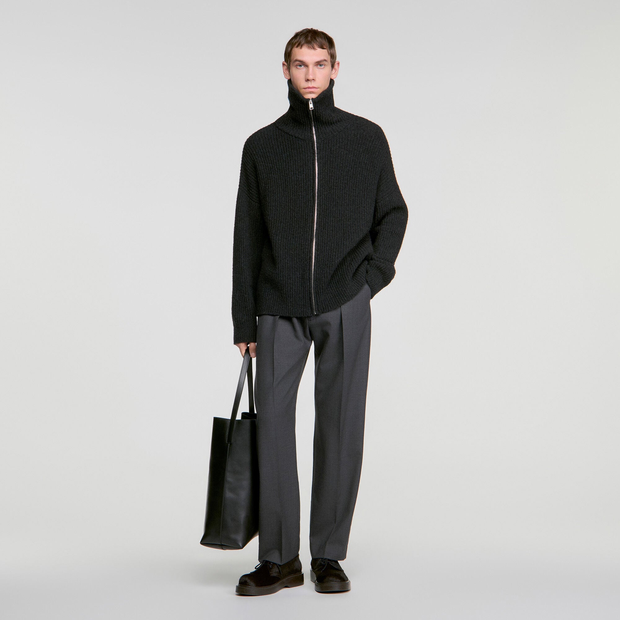 Textured wool zip-up cardigan - Men | Sandro