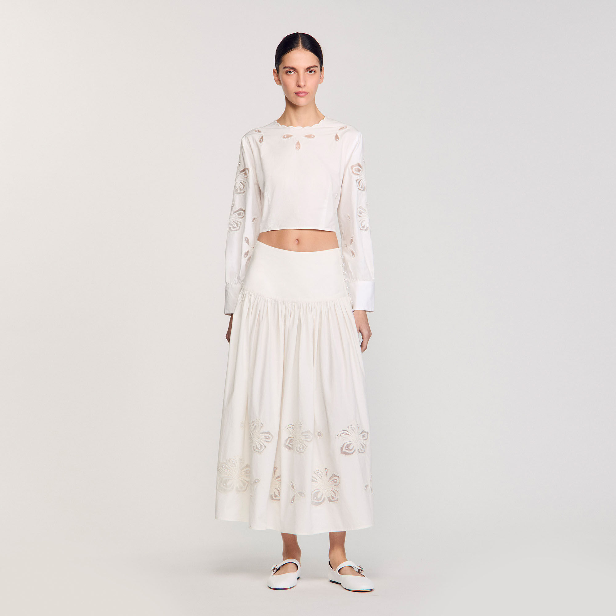Long poplin skirt