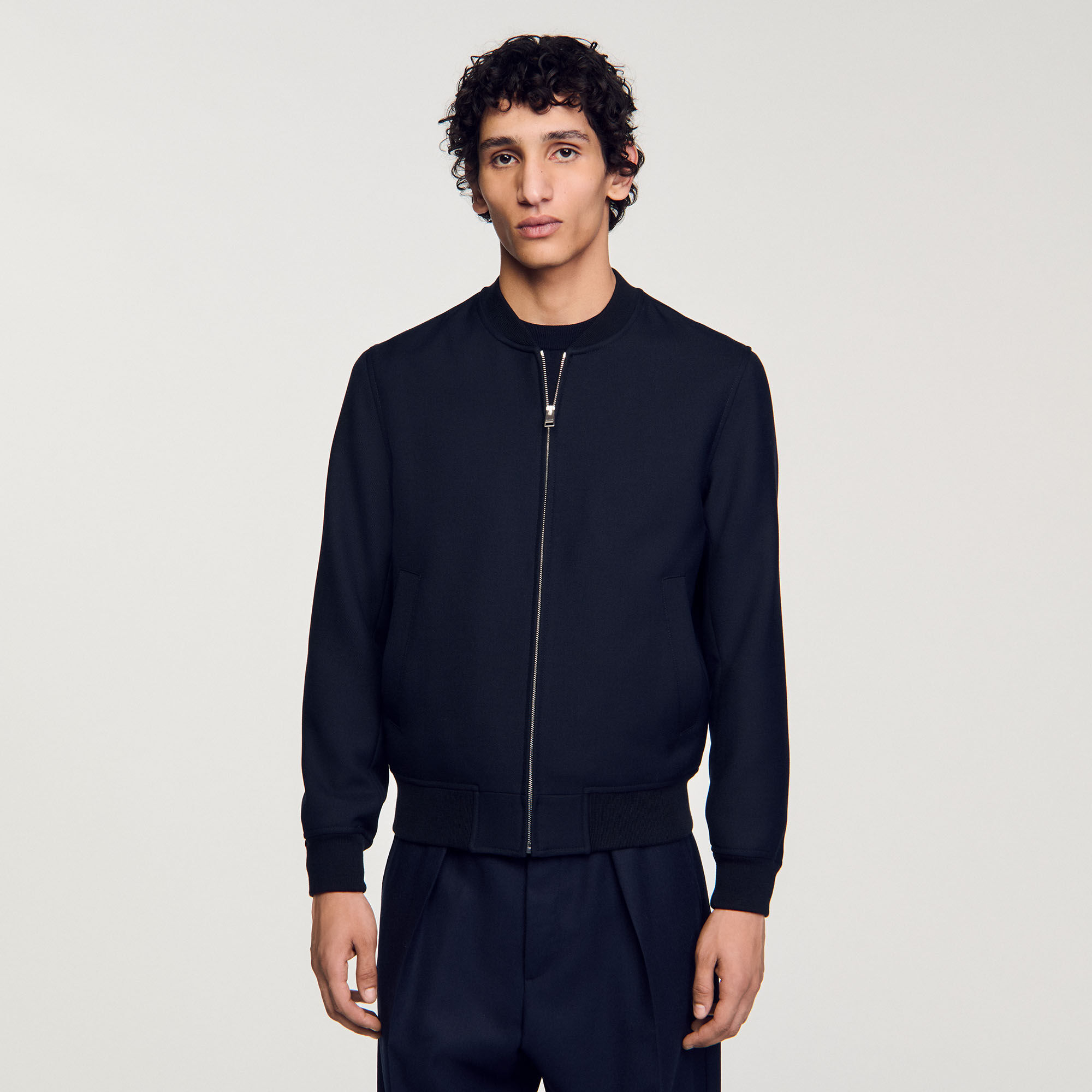 Zip-up varsity jacket blue for Men | Sandro Paris Zip-up varsity jacket blue for Men | Sandro Paris