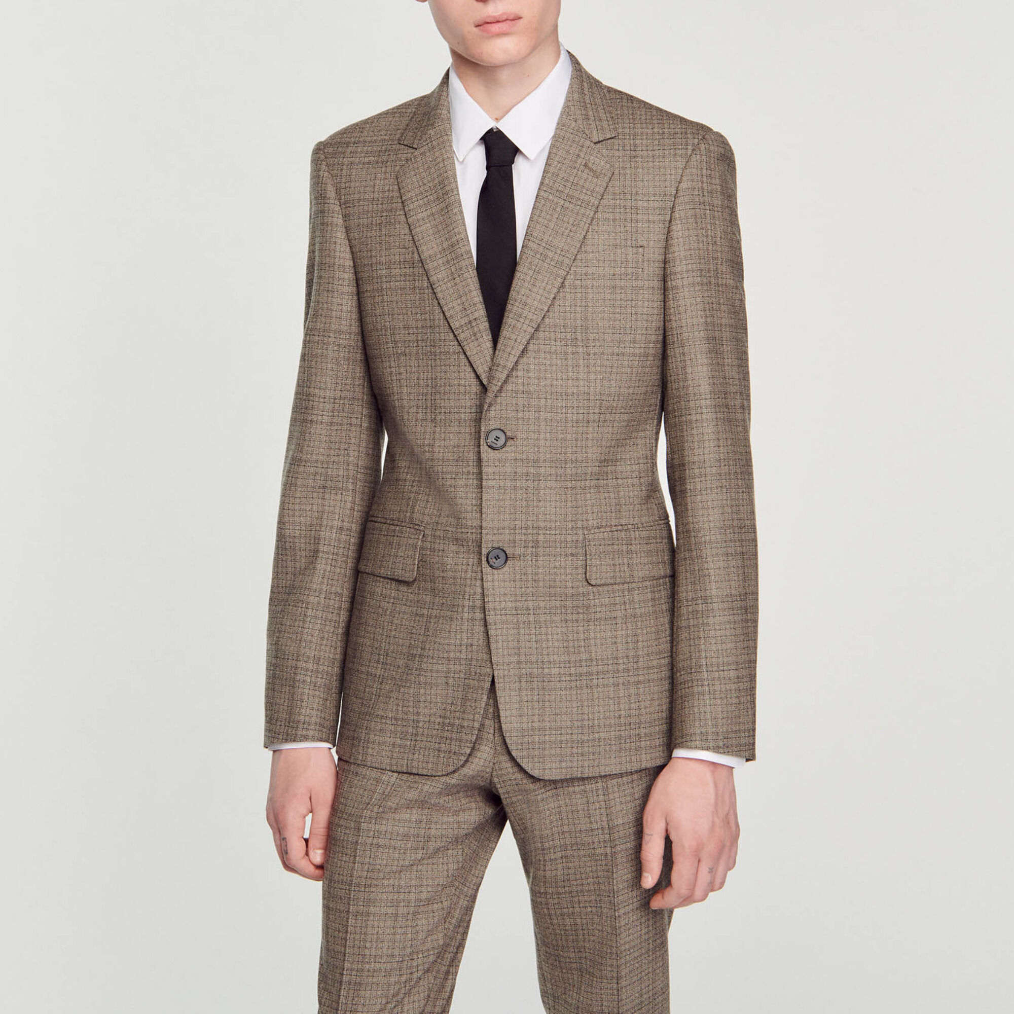 Wool checked suit jacket