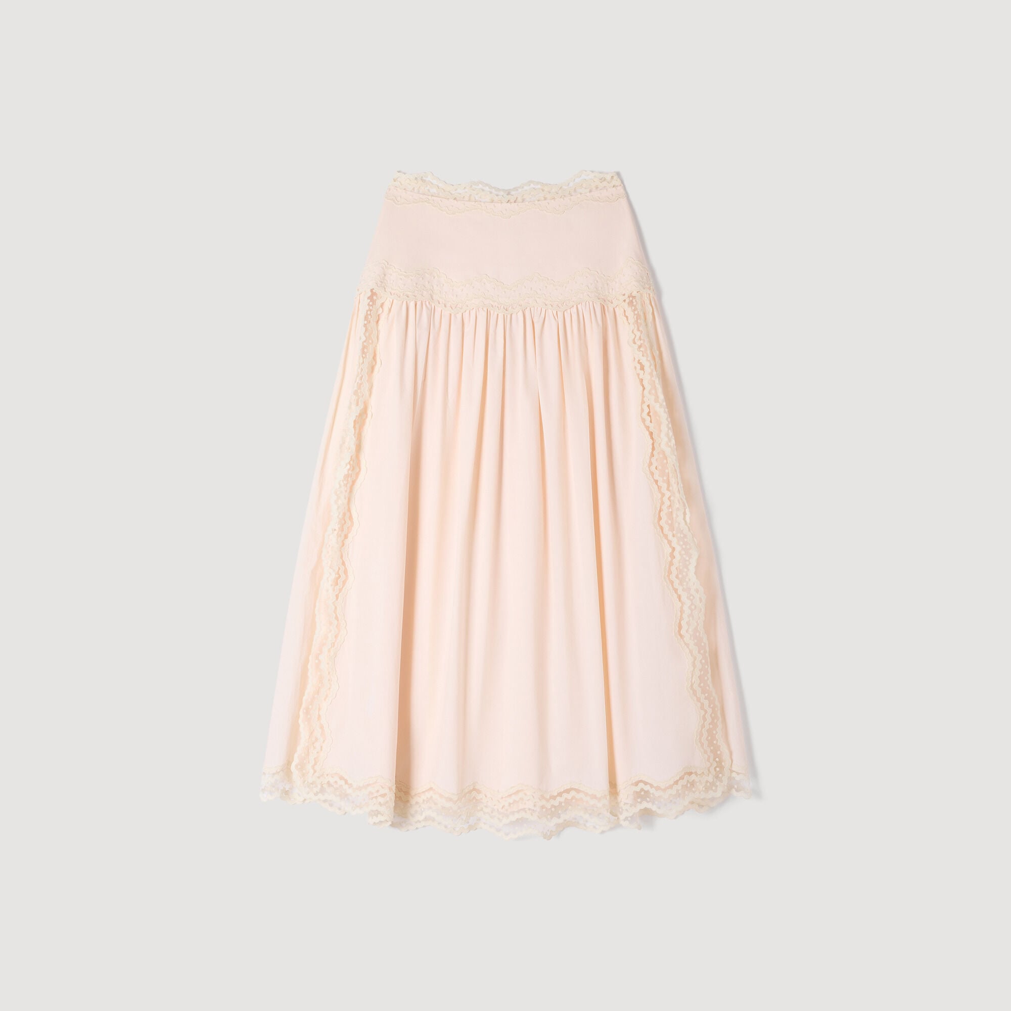 Maxi cotton skirt with trim
