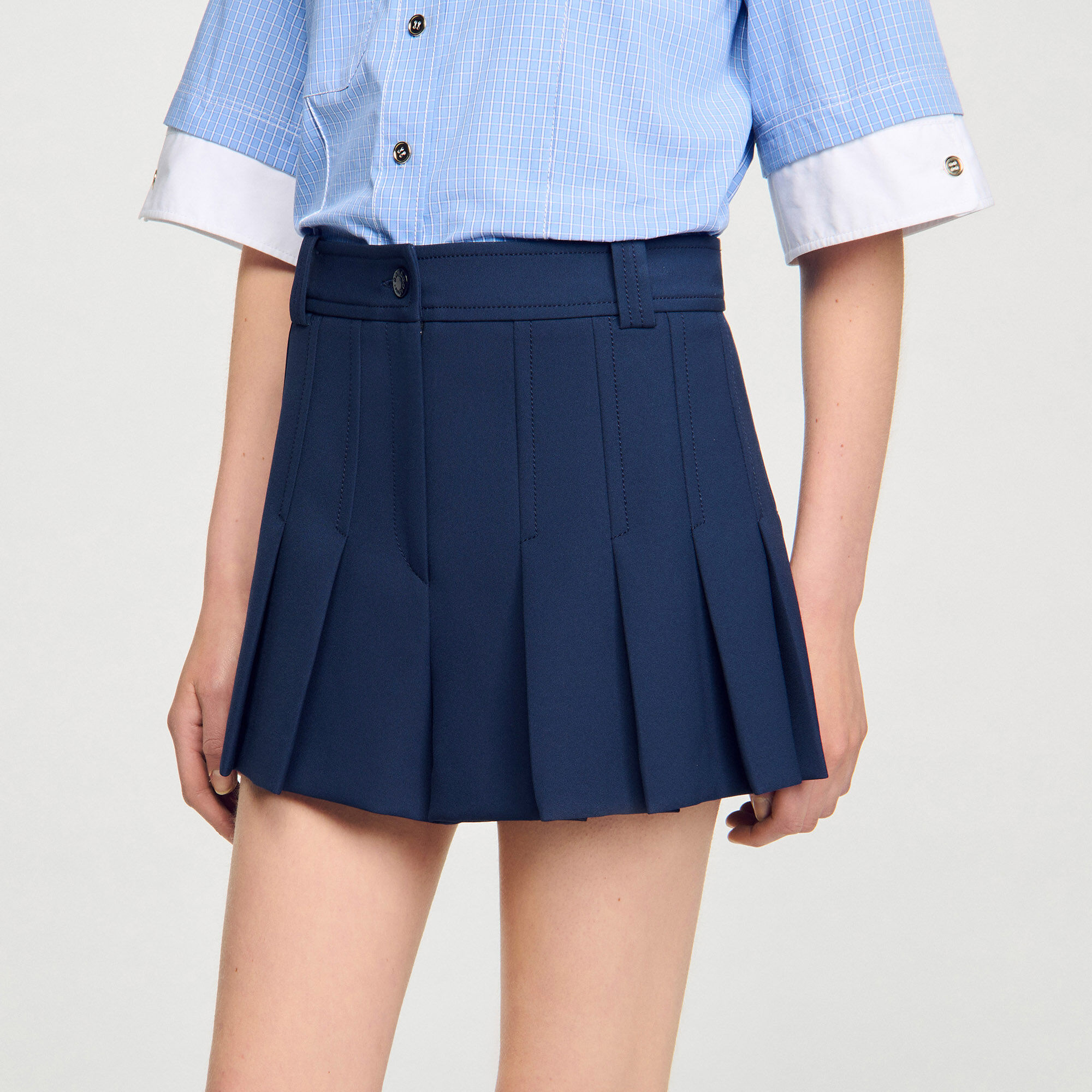 Tailored pleated shorts blue For Women | Sandro Paris