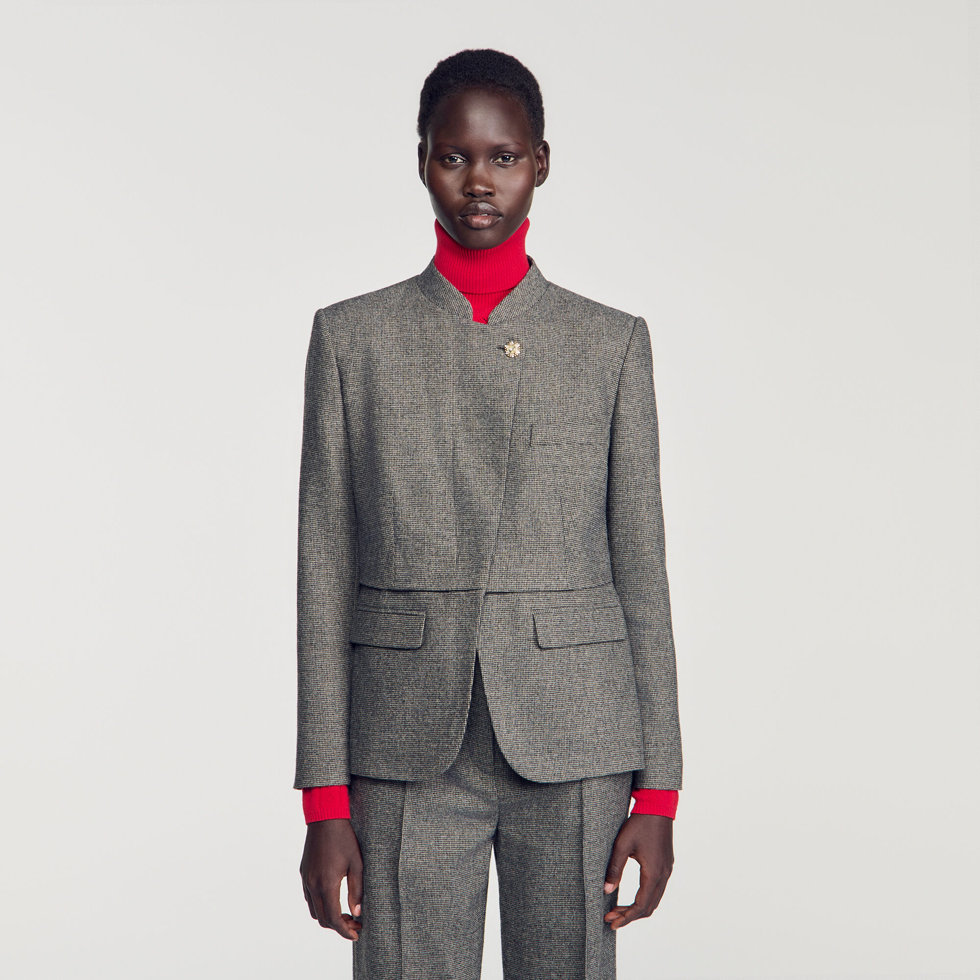 Wool suit jacket in Grey for Women | Sandro Paris