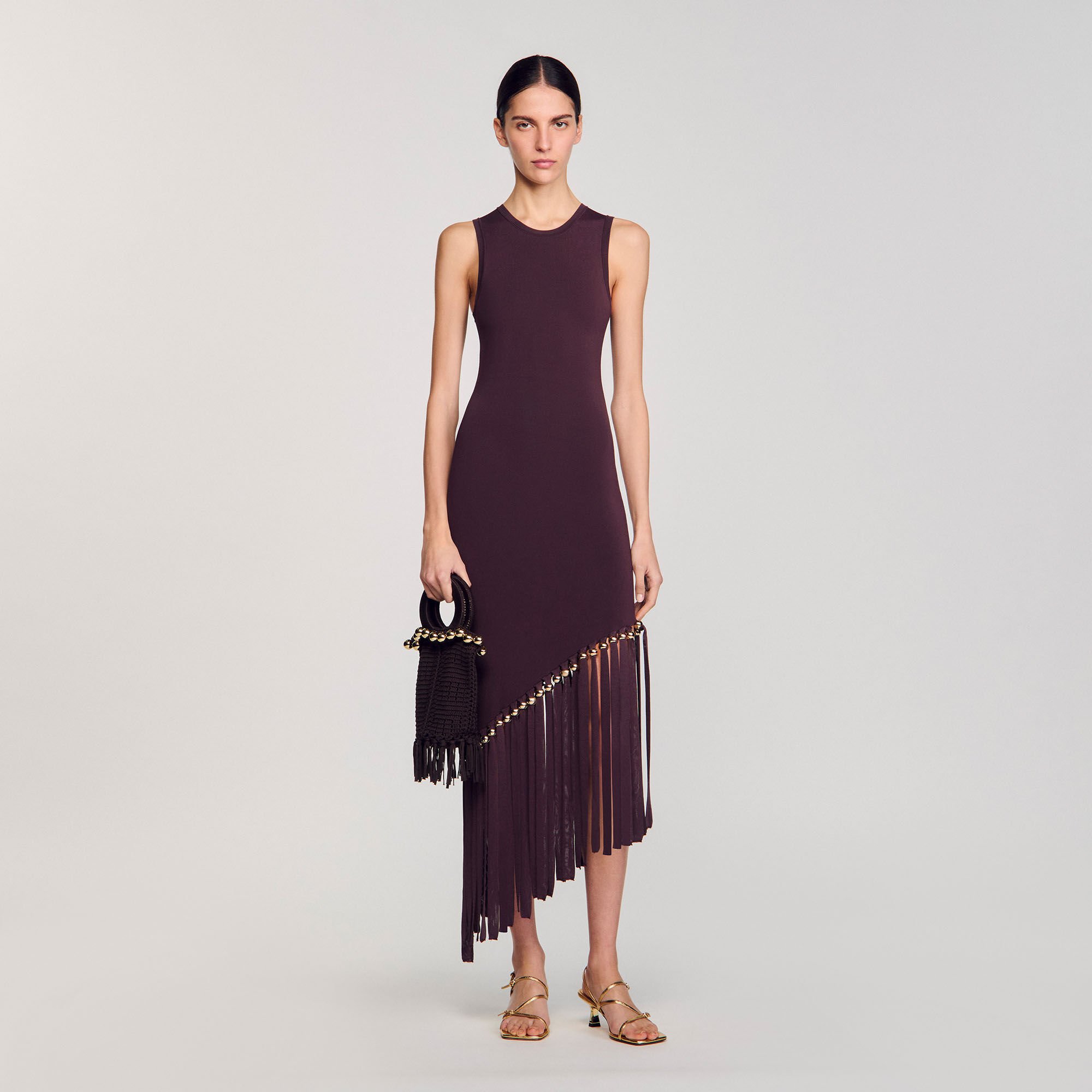 Fringed and beaded maxi dress