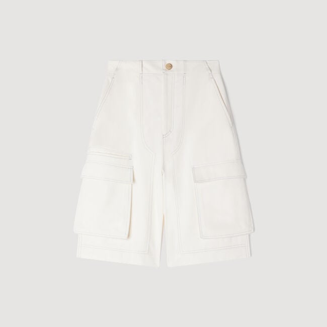 Wide-leg cotton Bermuda shorts