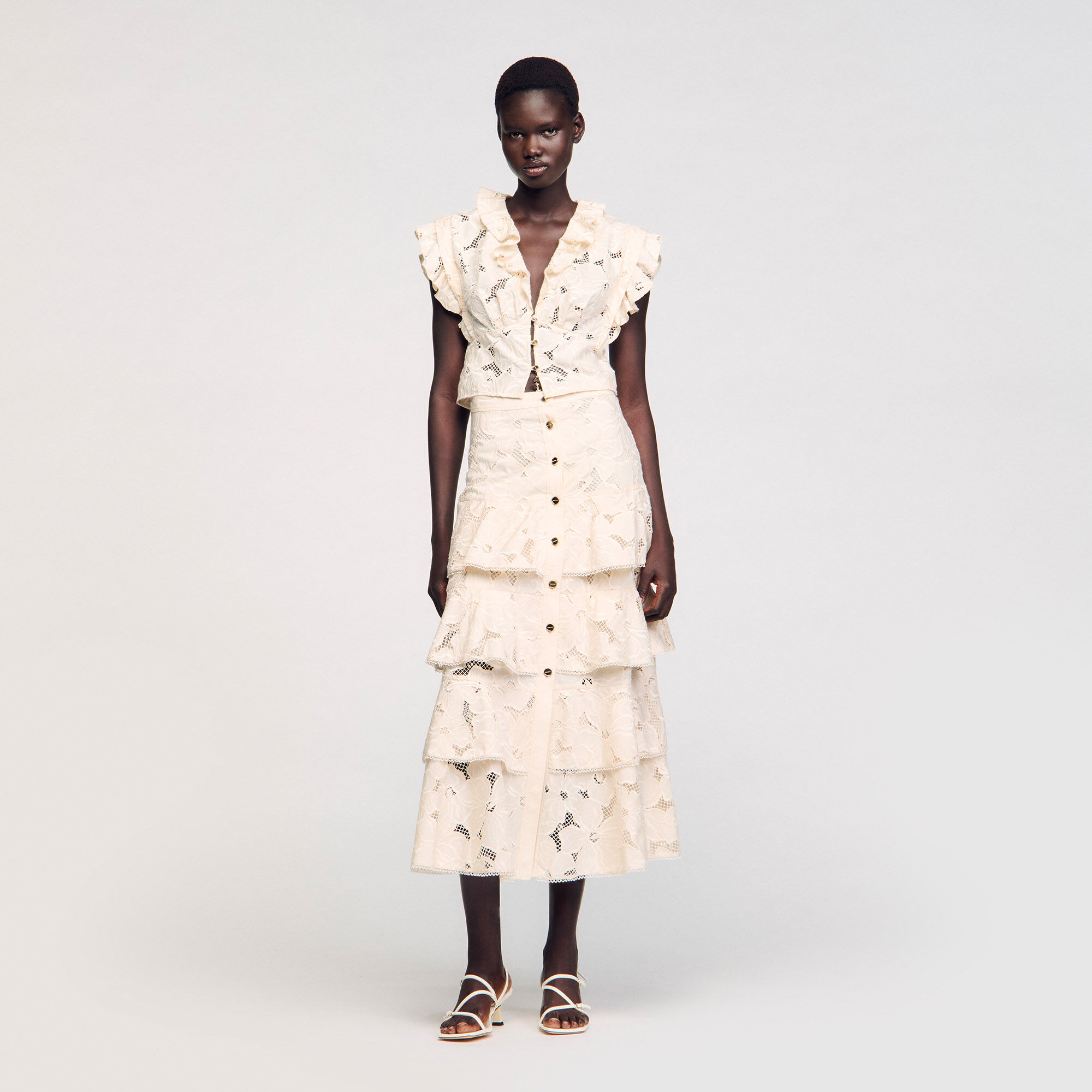 Long frilled skirt