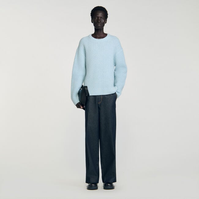 Honeycomb stitch wool sweater