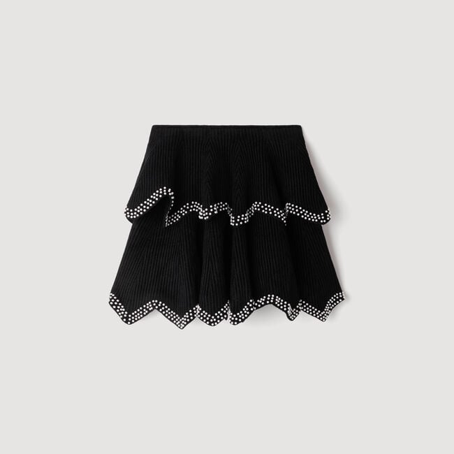 Velvet skater skirt with pearls - Women | Sandro