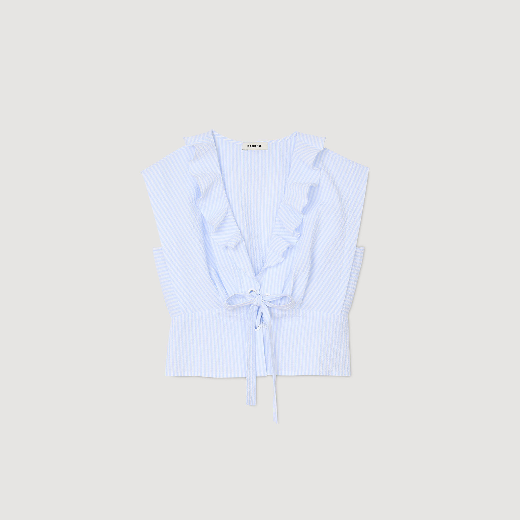 関税・送料込み!【国内発送】SANDRO Striped Crop トップス SANDRO Striped Crop Top | Blue | FARFETCH