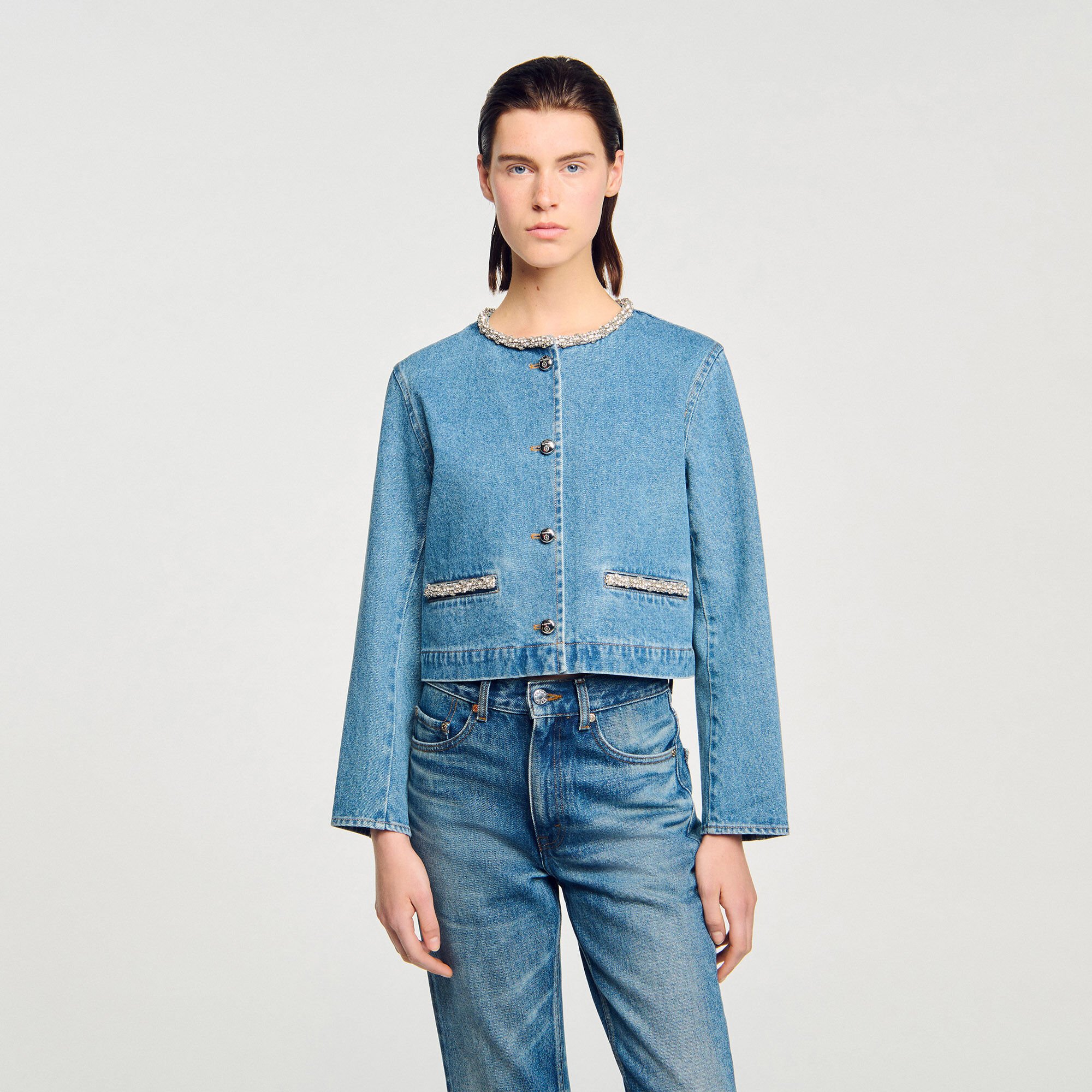Rhinestone denim jacket