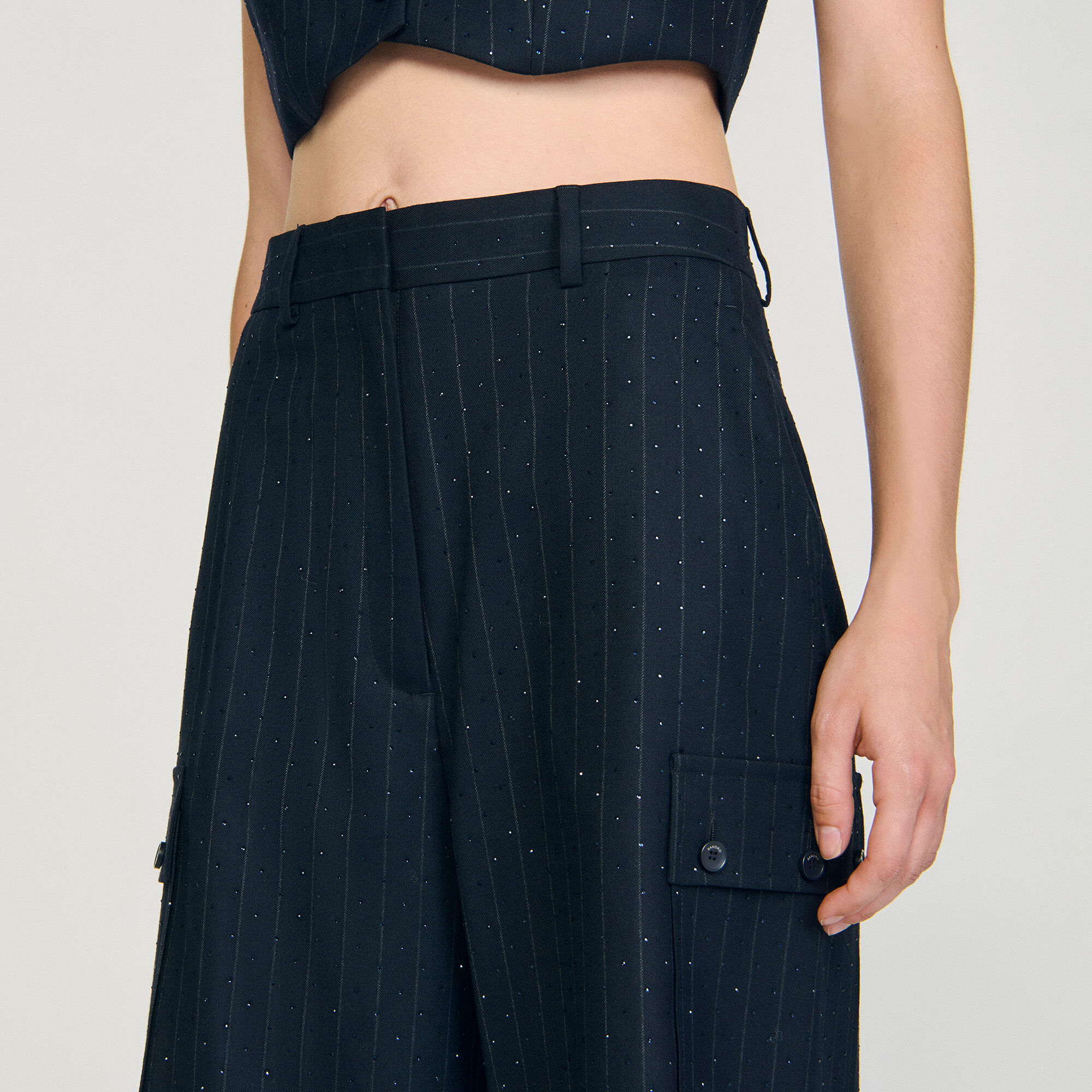 Rhinestone striped Bermuda