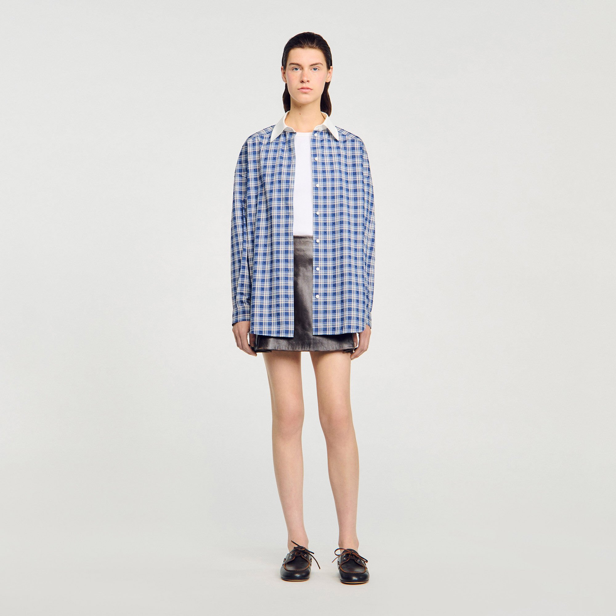 Rhinestone check shirt