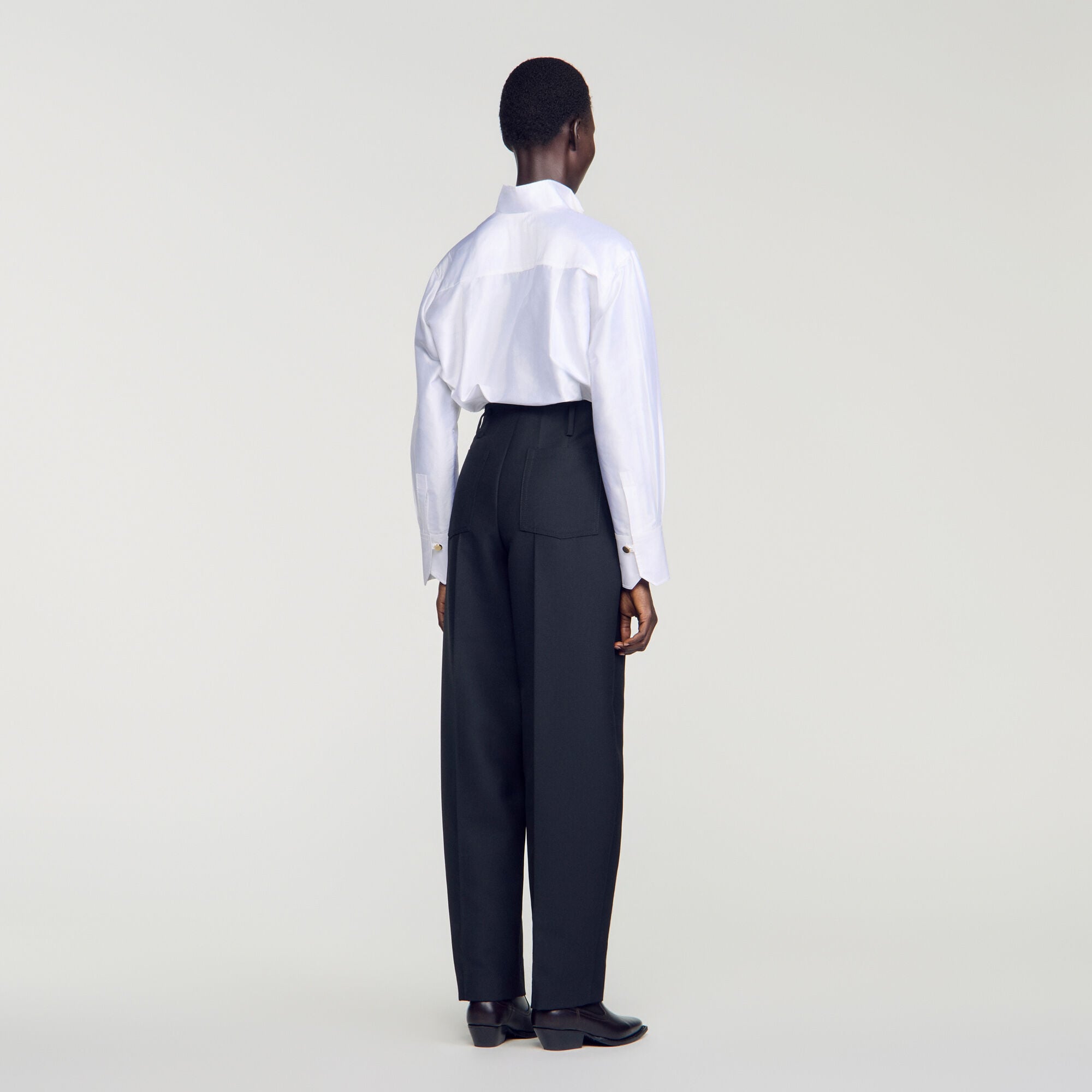 Barrel-leg tweed trousers - Women | Sandro