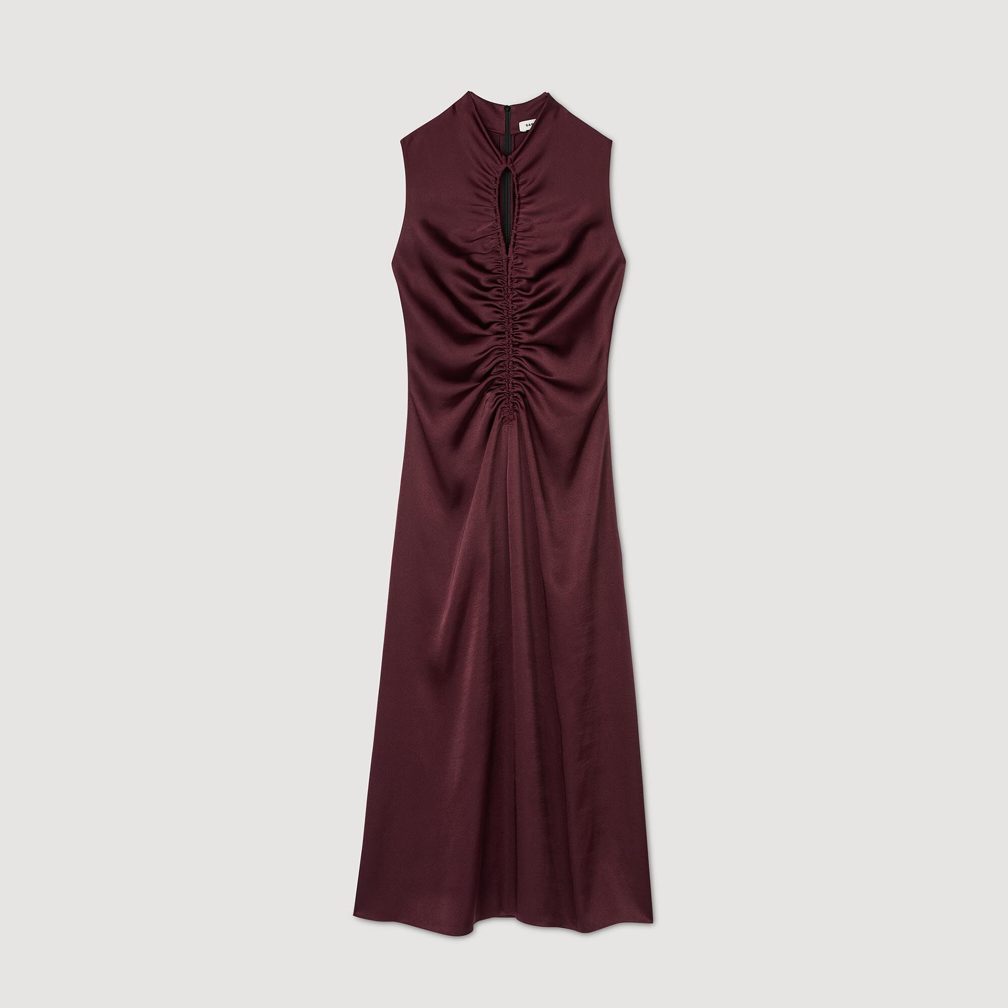 Draped satin-effect dress