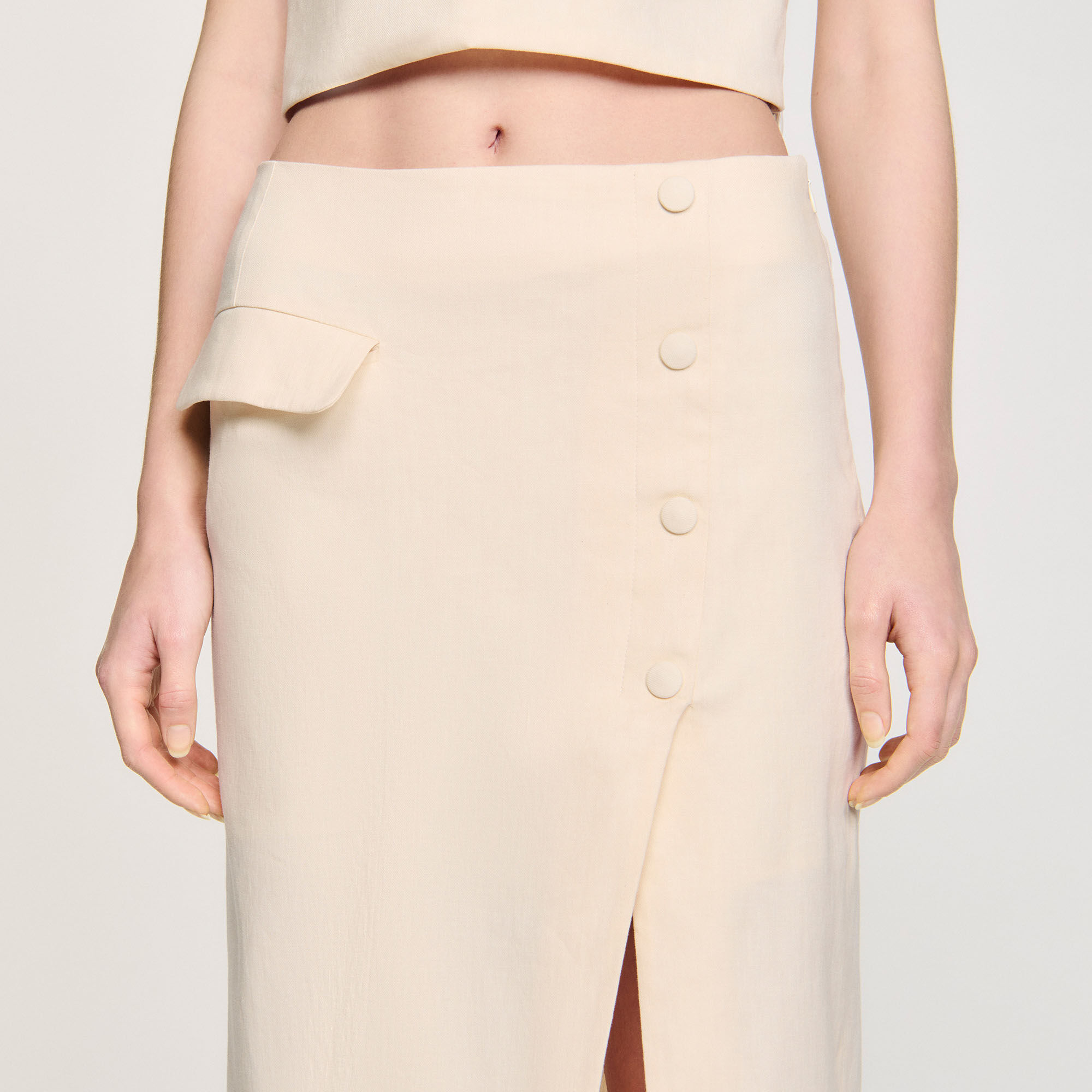 【美品】ACEANDRARE SLIT SKIRT Maxi slit skirt white / beige For Women | Sandro Paris