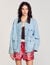 Denim jacket with leather collar