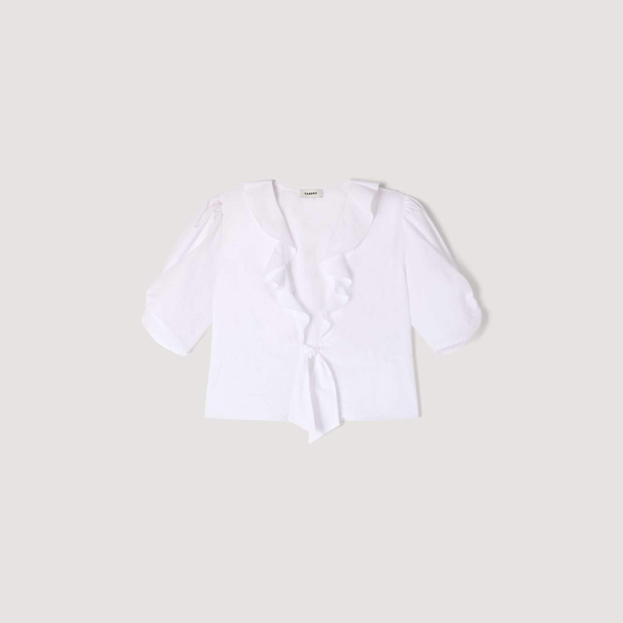 Ruffled crop top in white for Women | Sandro Paris