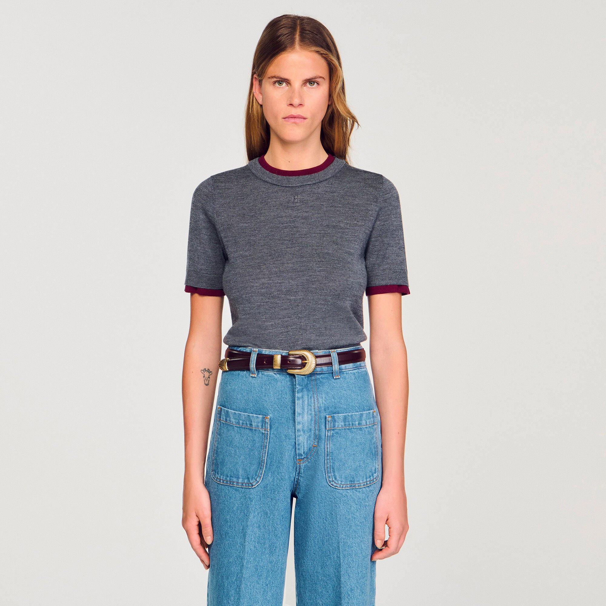 Two-tone cropped sweater