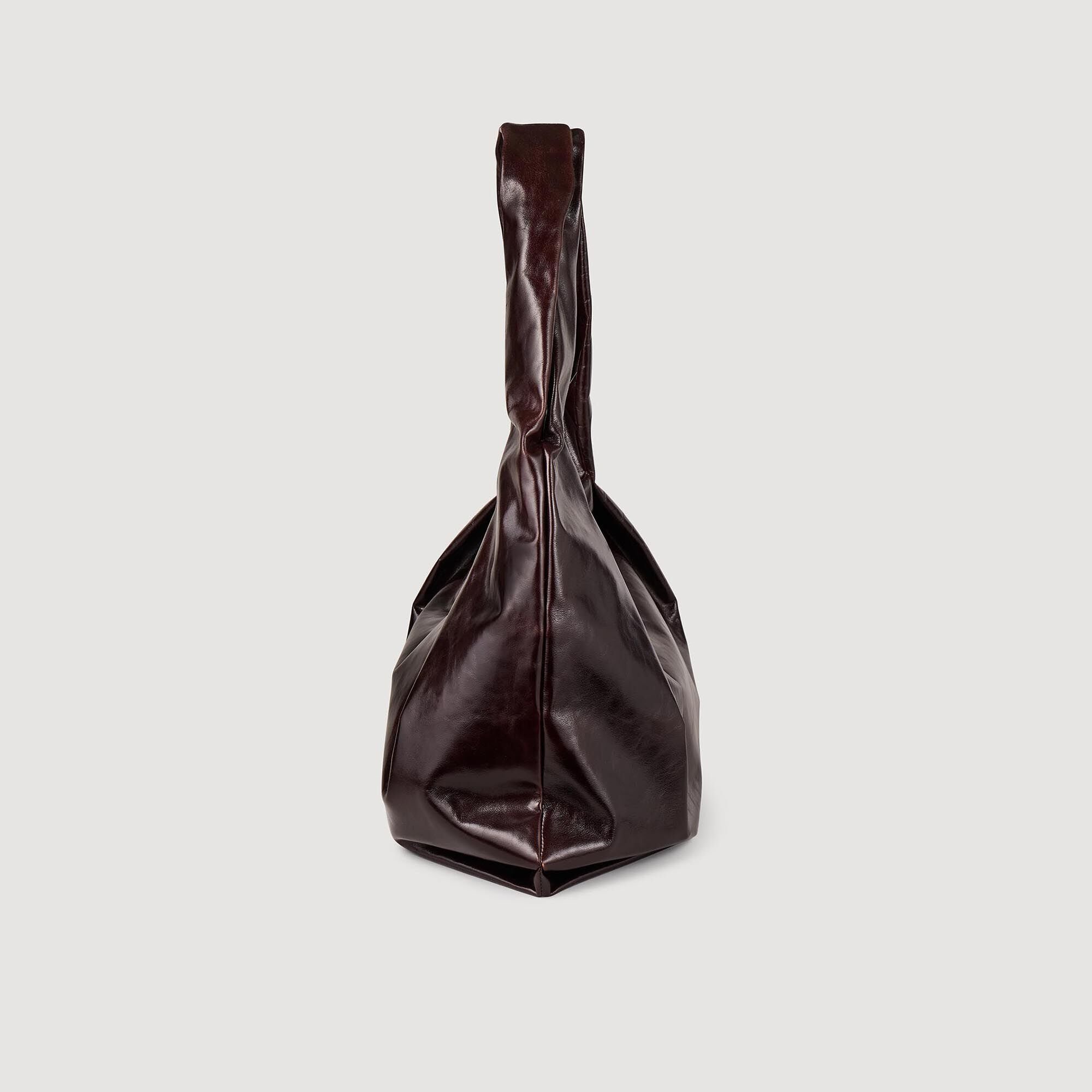 Large shiny leather bag