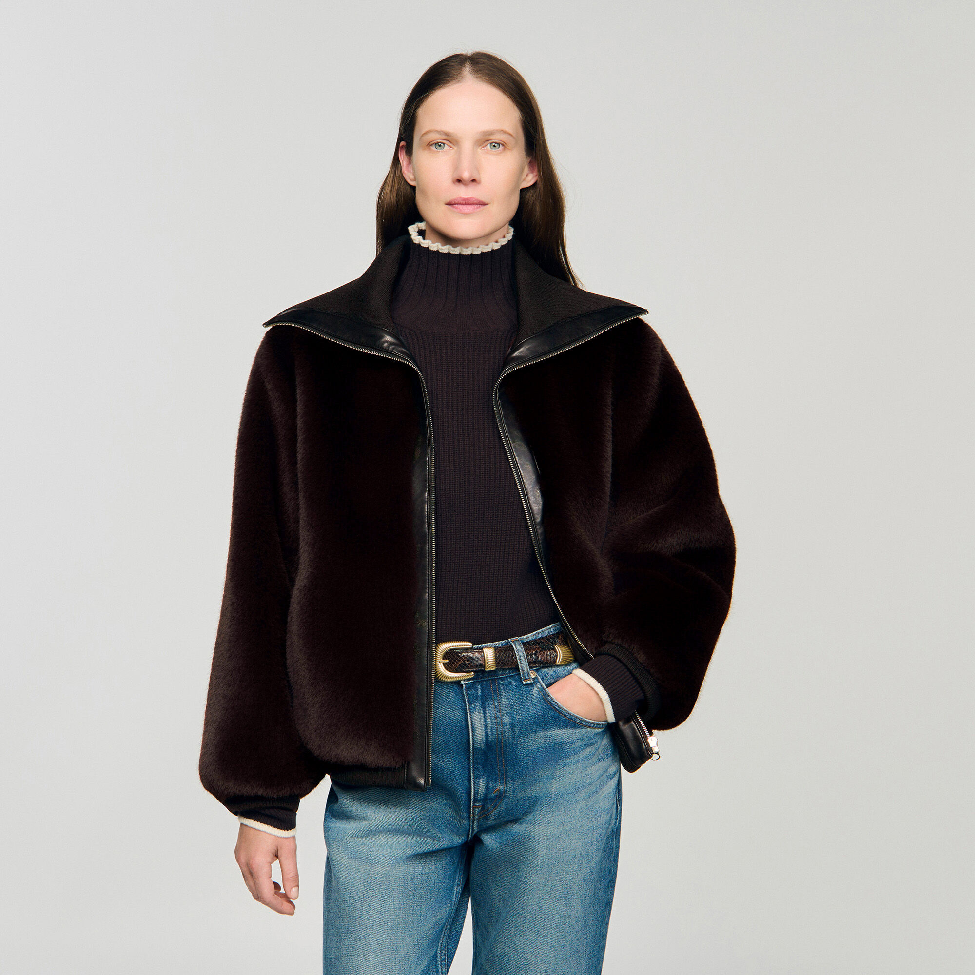 Short faux fur coat
