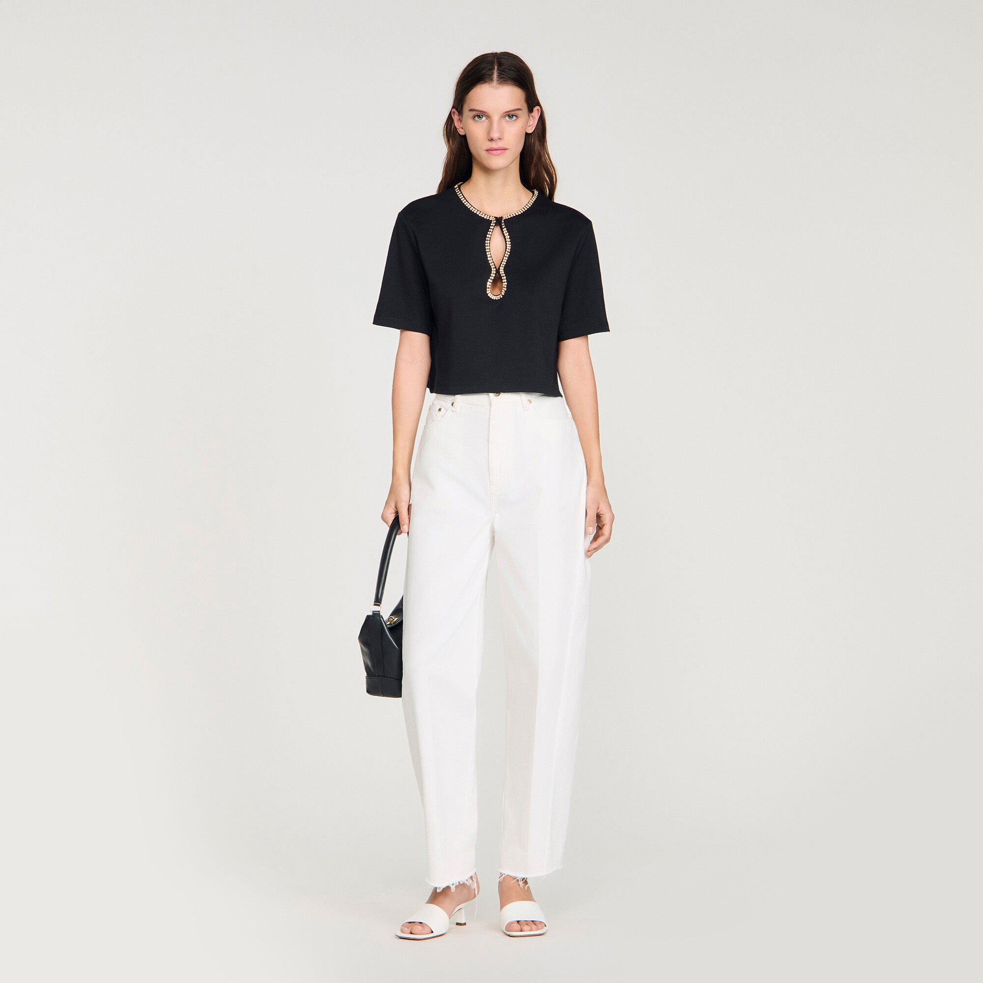 Rhinestone cropped T-shirt