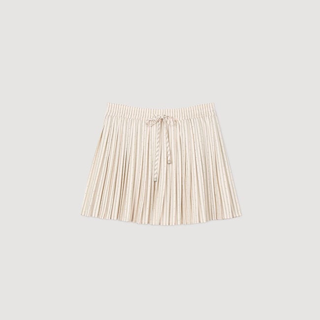Rhinestone striped pleated skirt