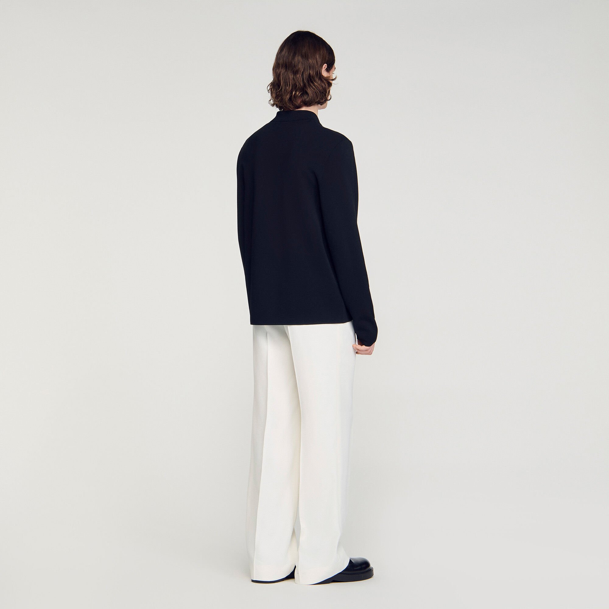 Zipped viscose knit cardigan