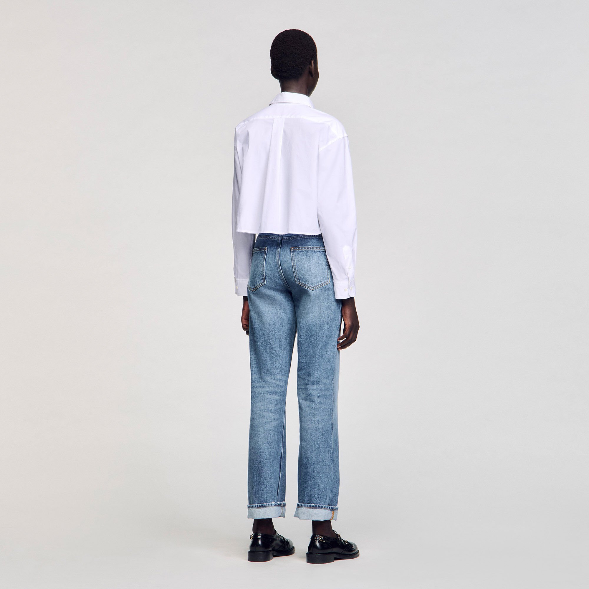 Cropped poplin shirt