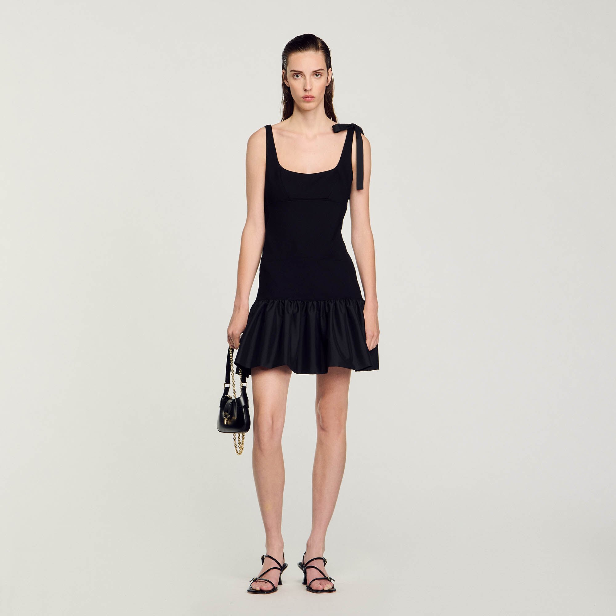 Dual-material mini dress