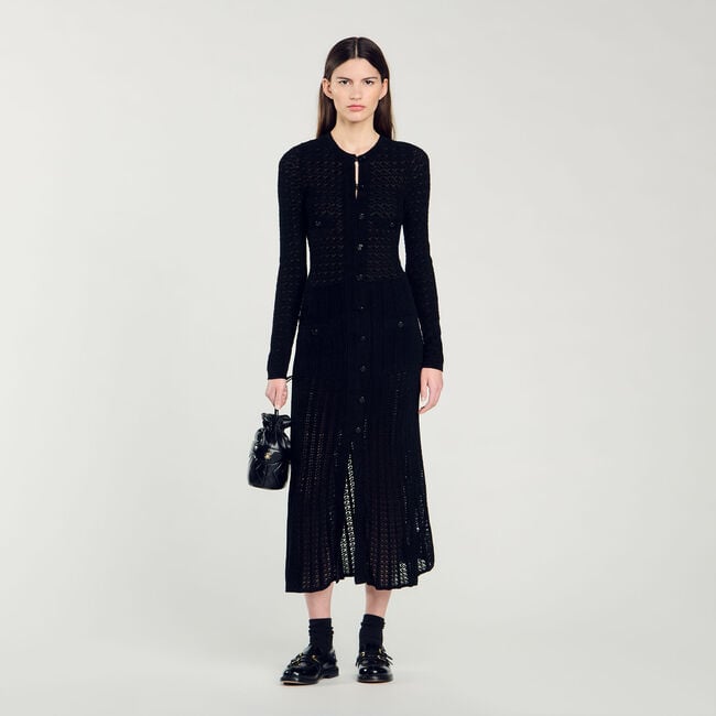 Velvet-effect knit maxi dress