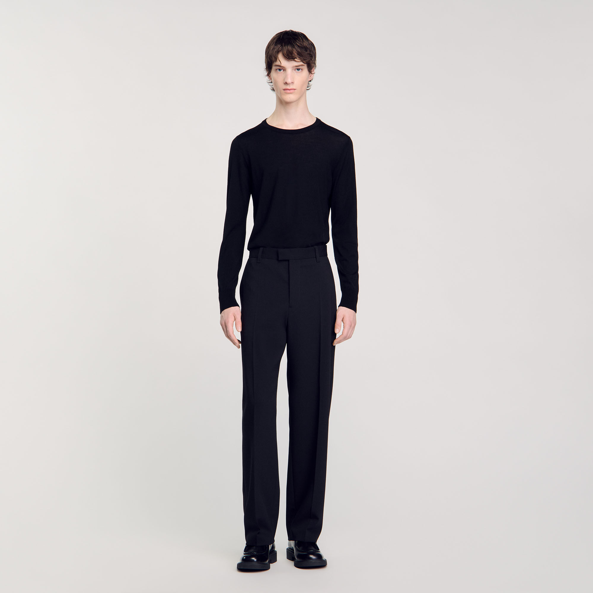 Wide-leg wool trousers