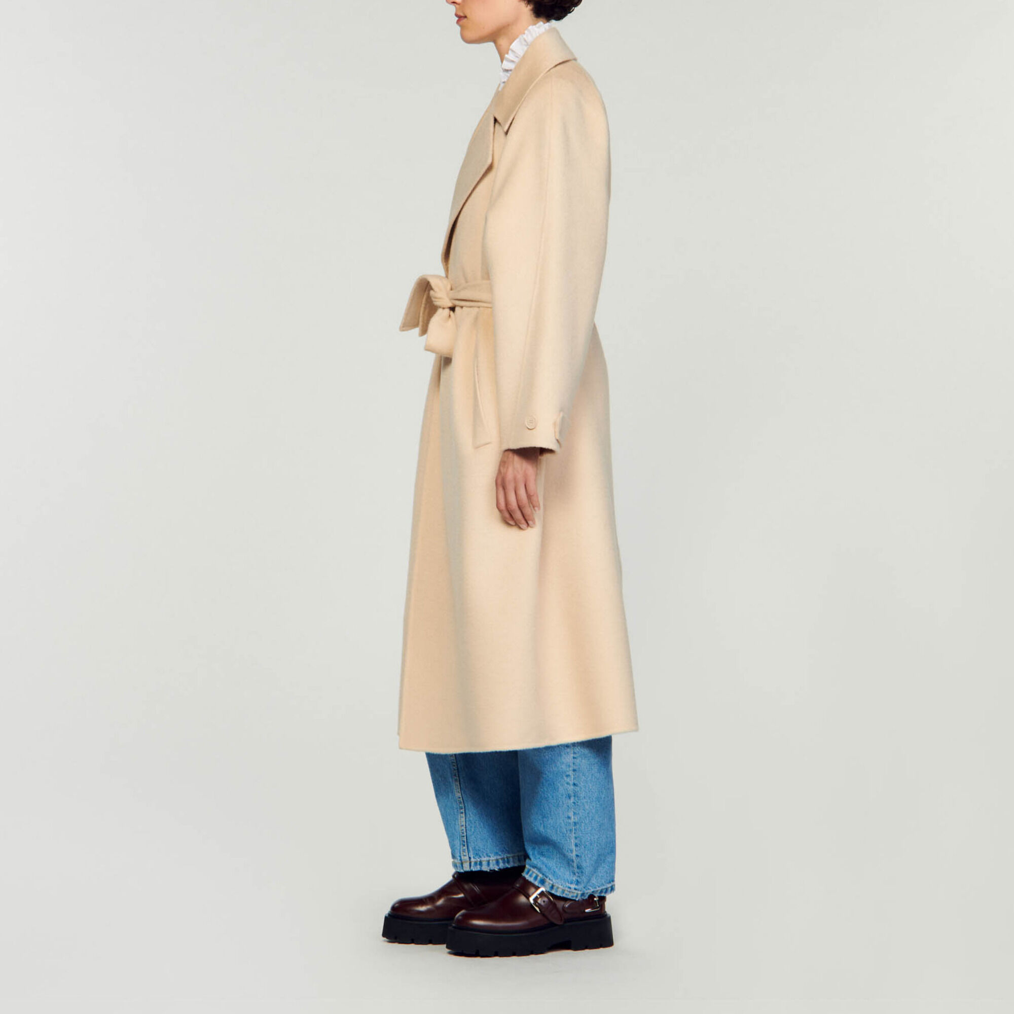 Double-breasted wool trench coat white / beige For Women