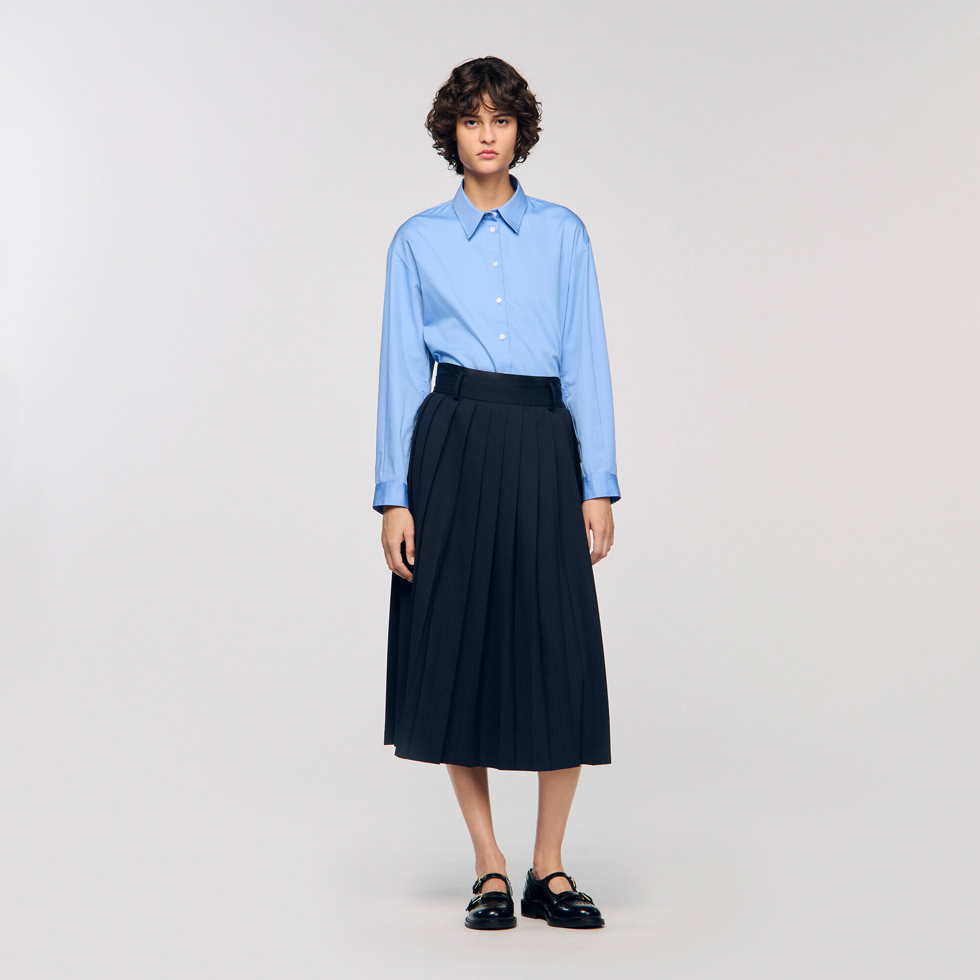 専用pleats by monica Midi pleated skirt blue For Women | Sandro Paris