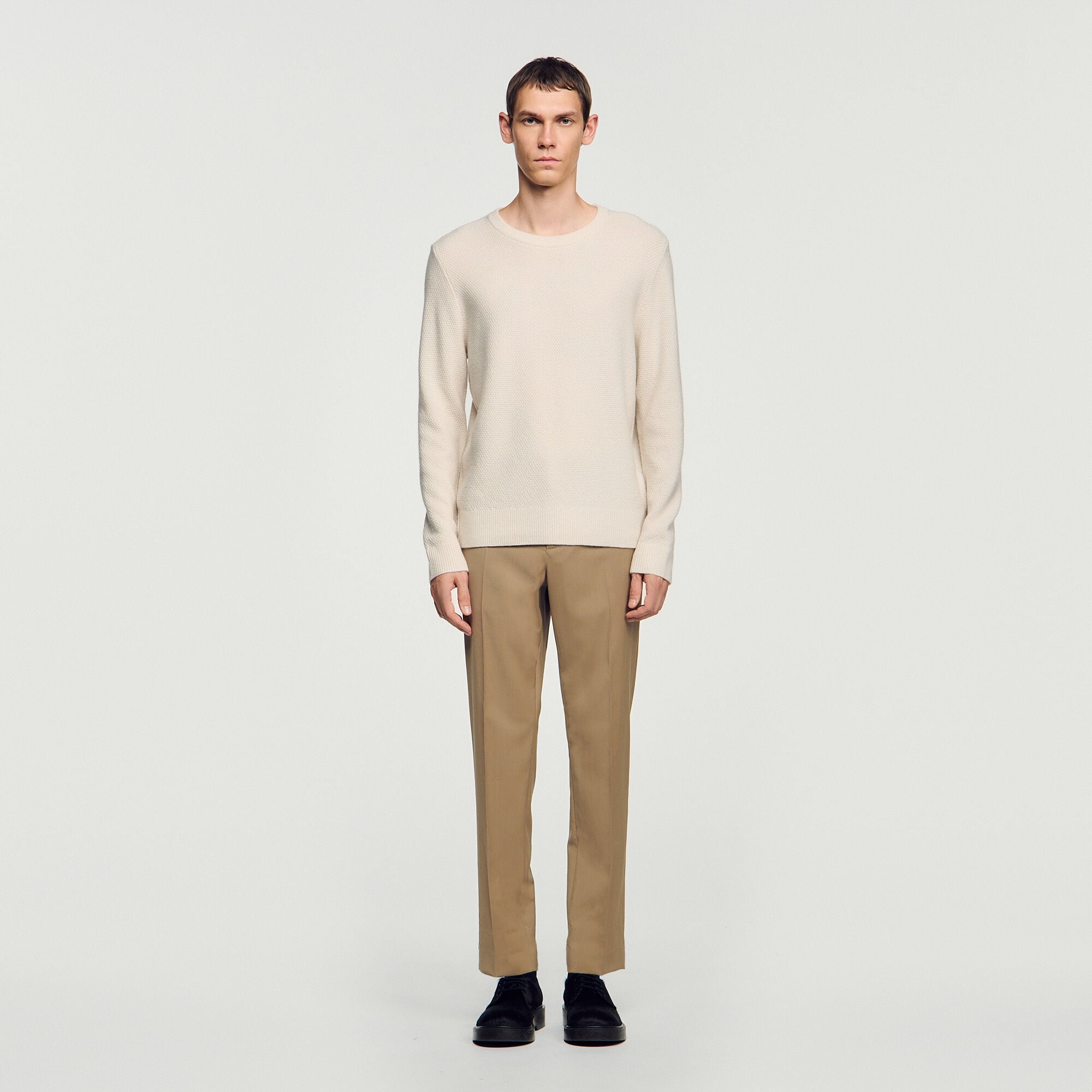 Crew-neck sweater in seed stitch - Men | Sandro