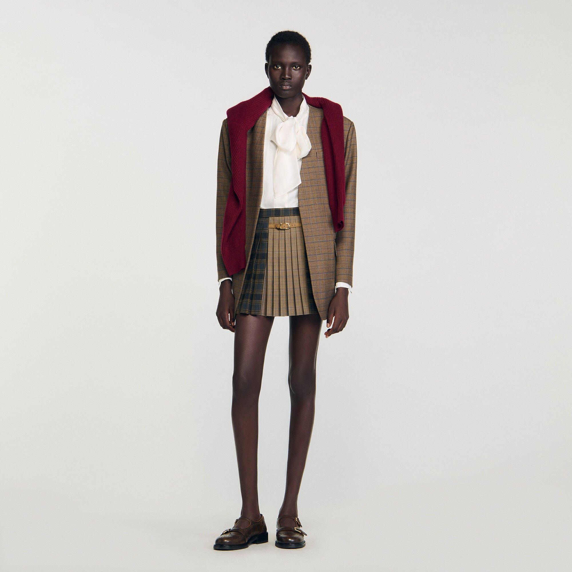 Mini checked pleated skirt