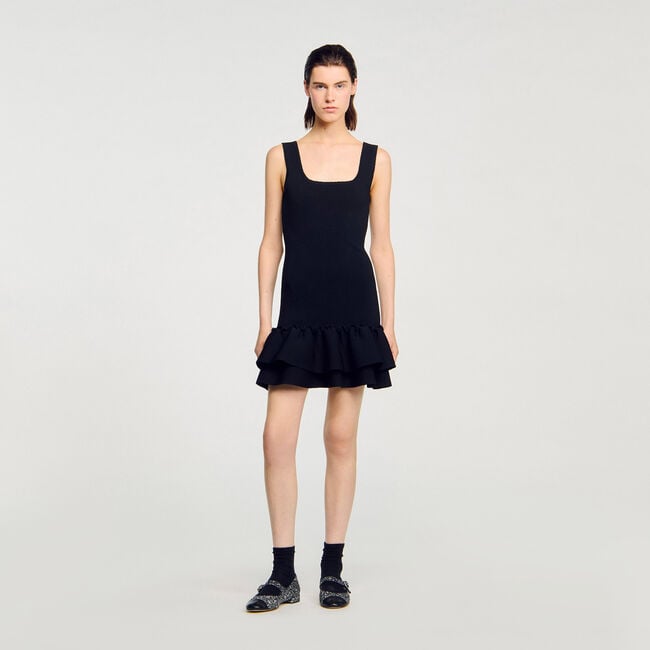 Mini knit dress with ruffles