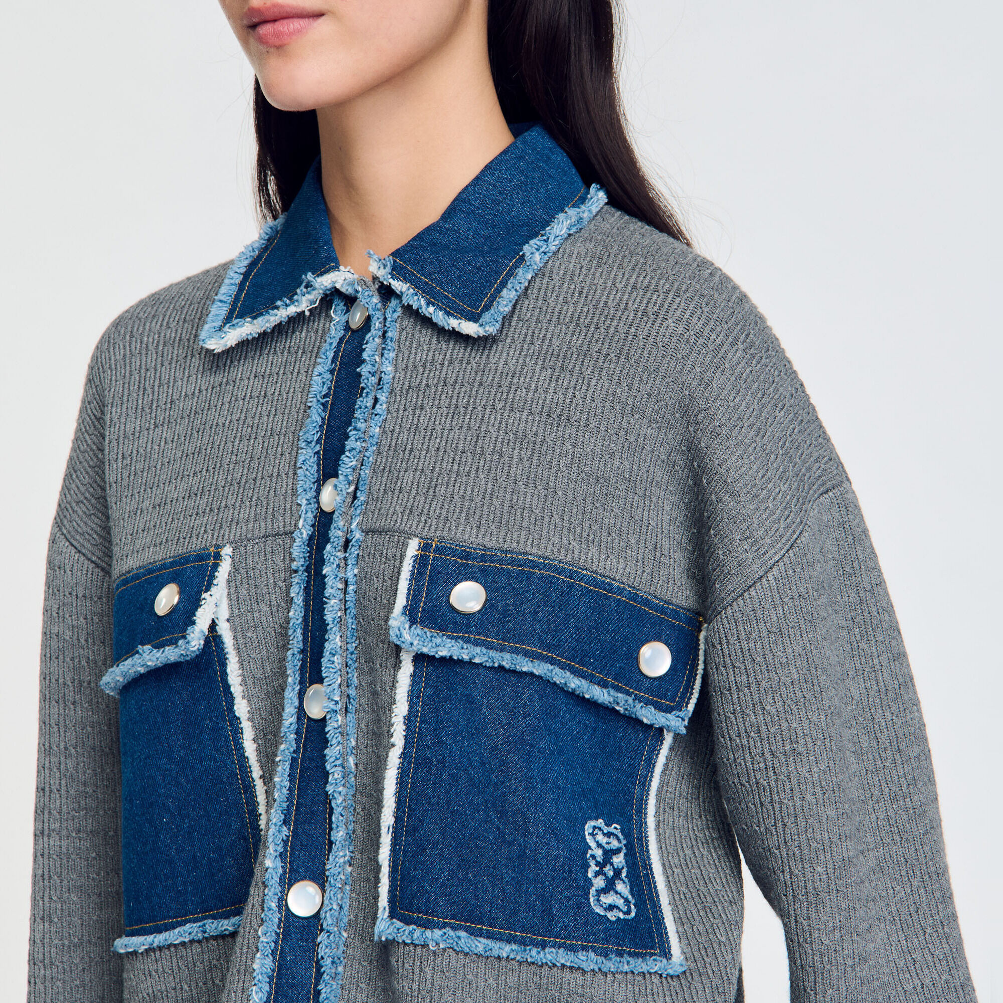 Denim and knitwear coatigan