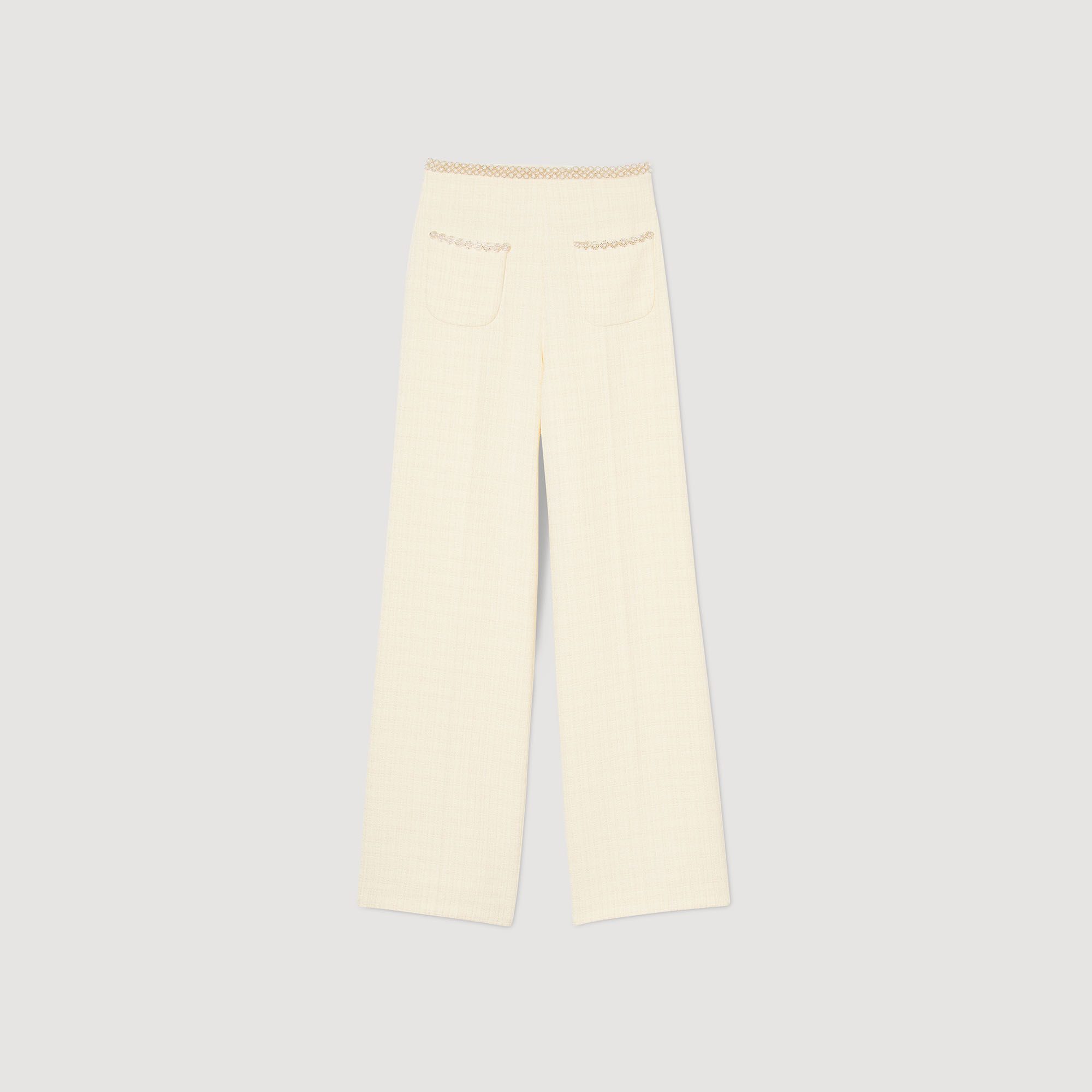 Tweed trousers white / beige For Women | Sandro Paris