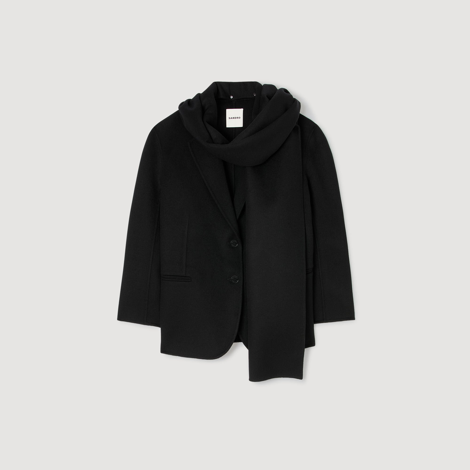 Short coat with removable scarf