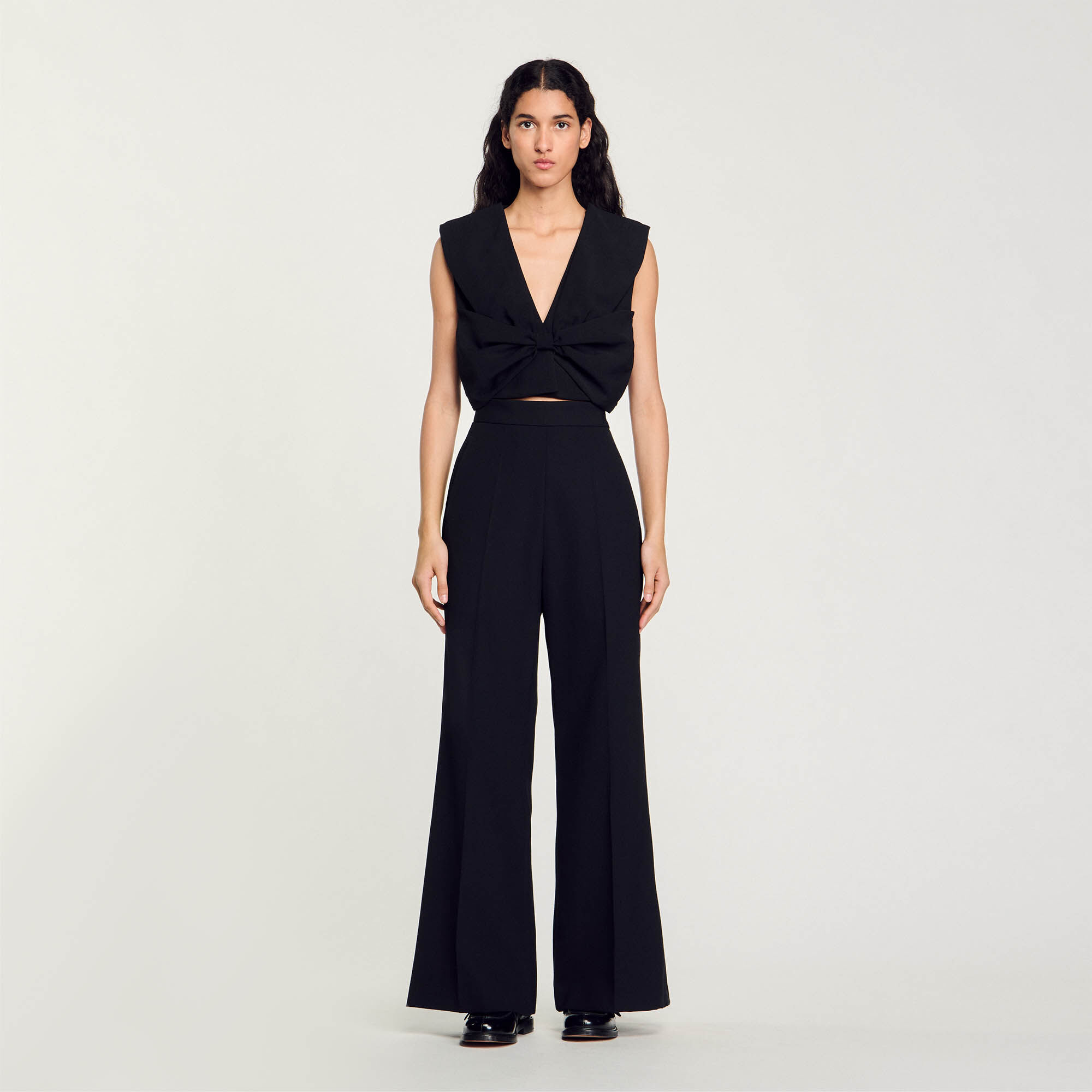 人気が高い  Women For gray / black top crop Satin-effect | Paris Sandro トップス