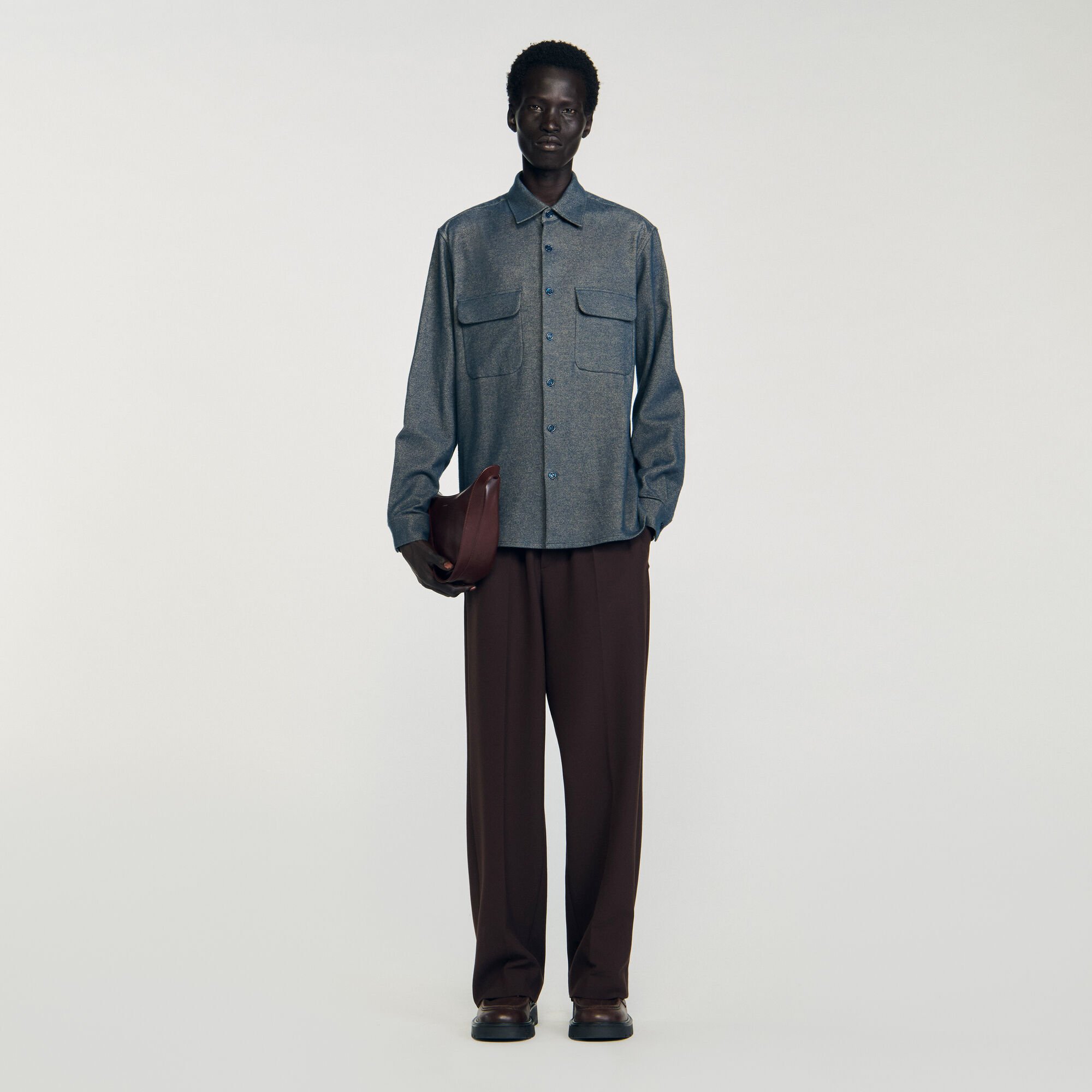 Flap pocket flannel shirt