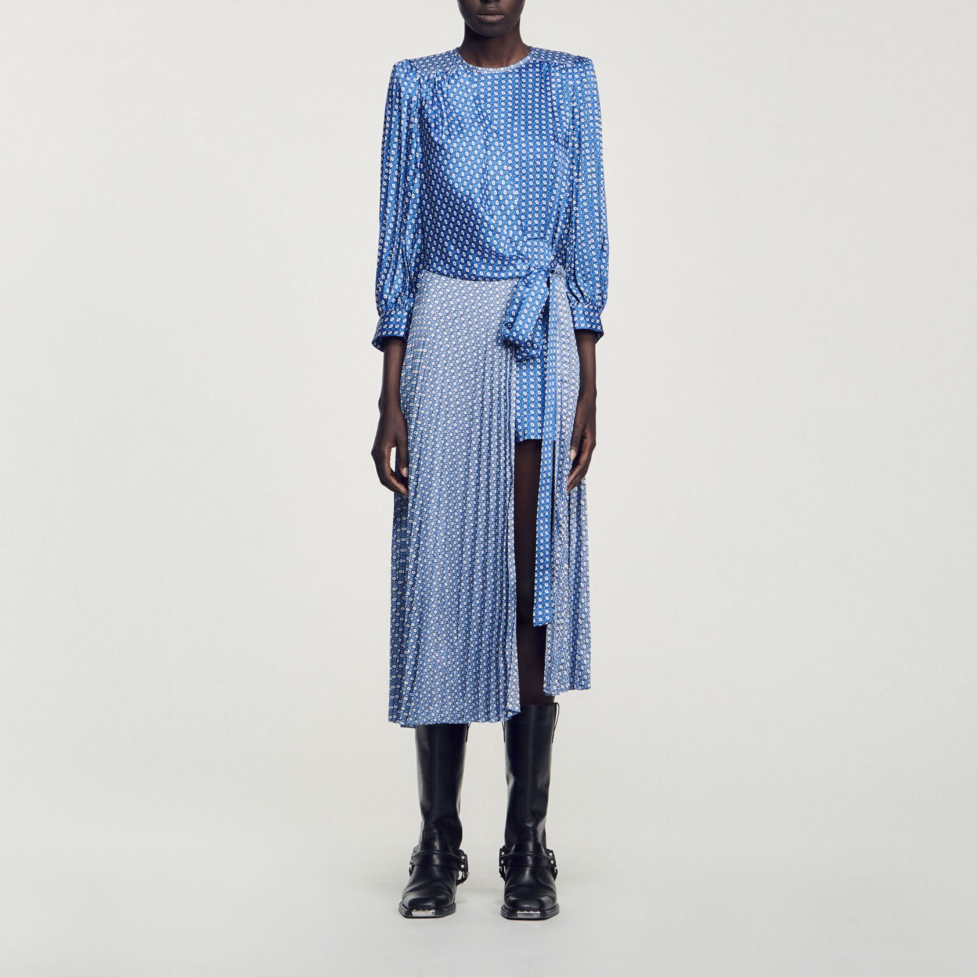 Long tie-print dress