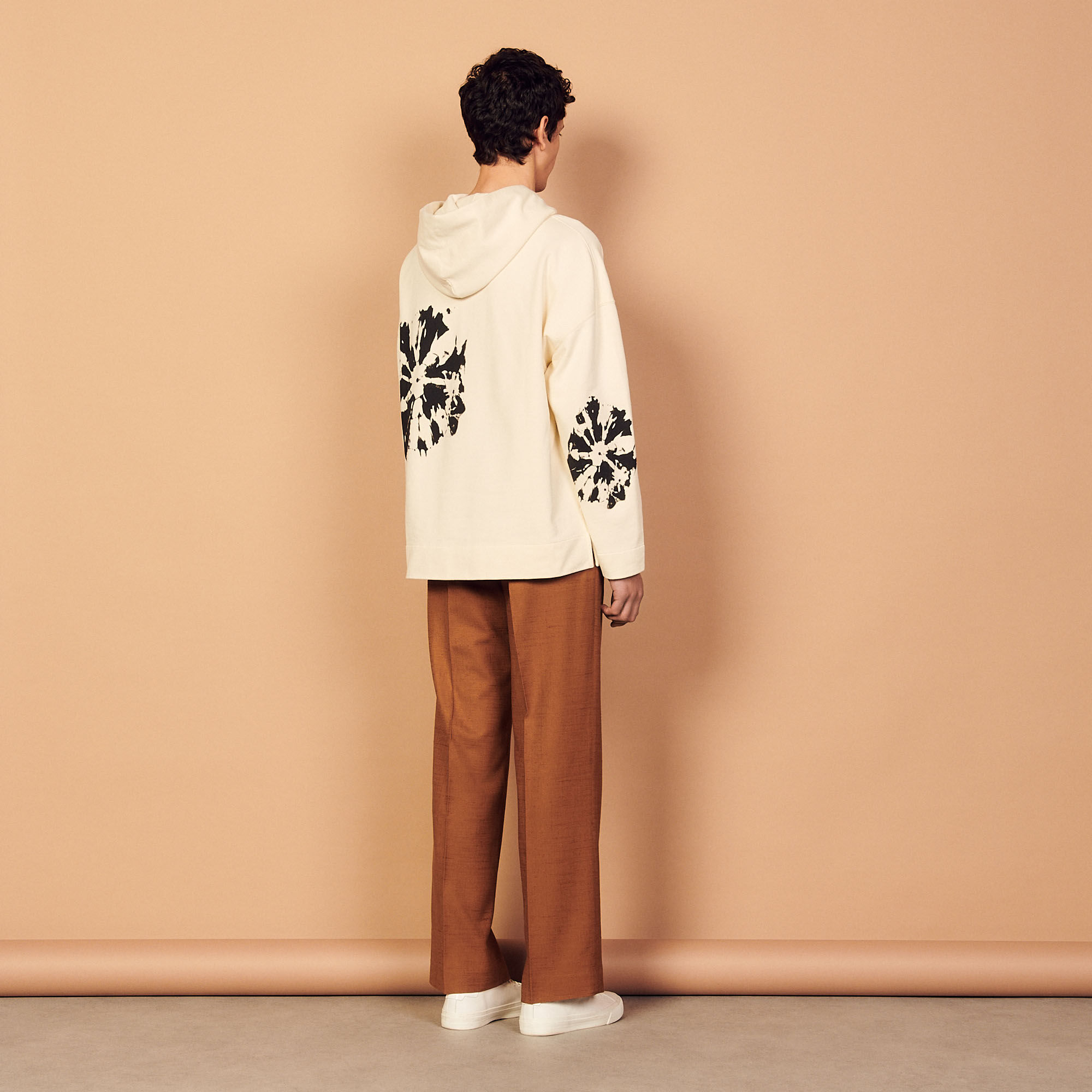 Tie dye hoodie white beige for Men Sandro Paris
